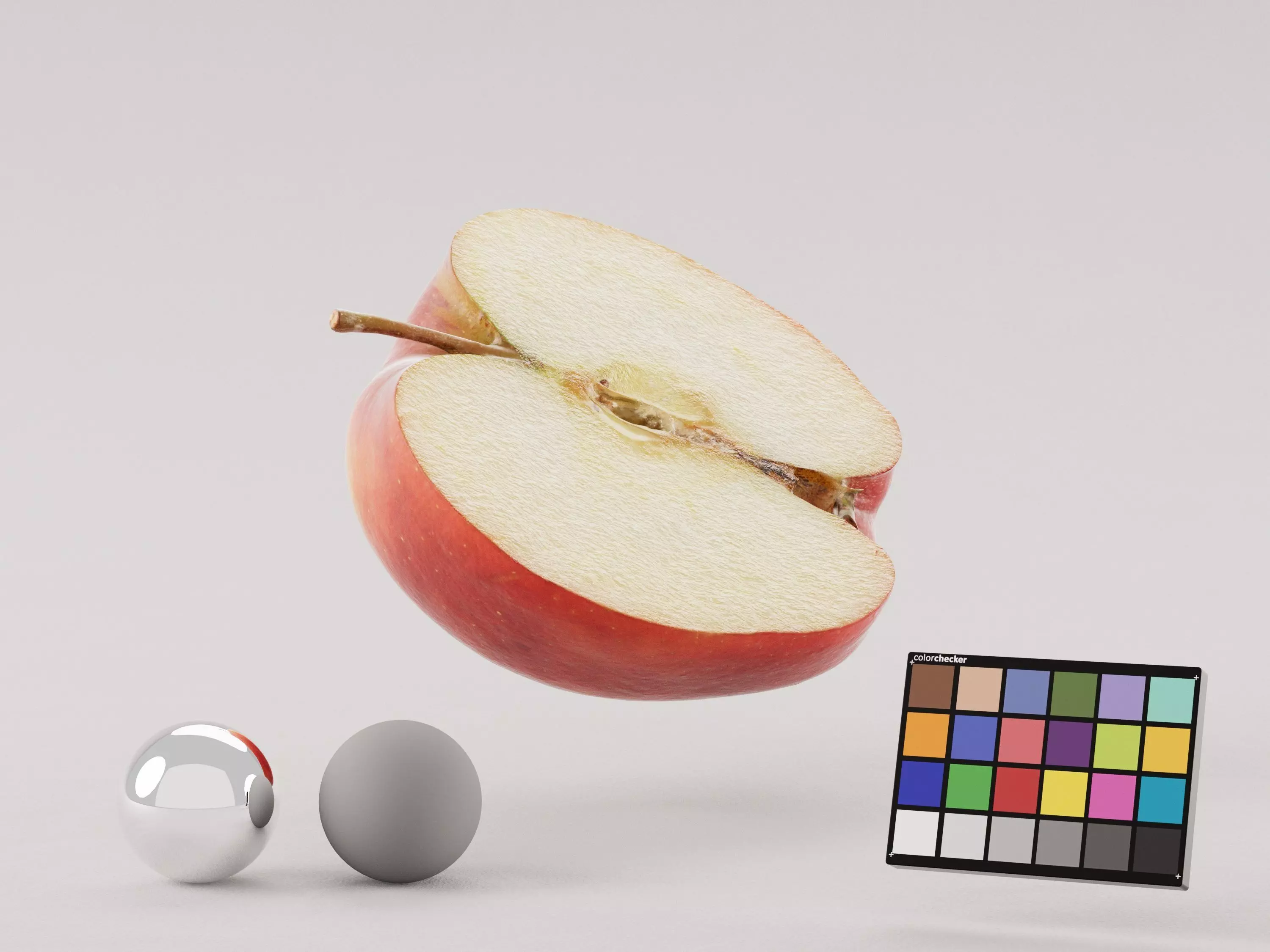 Half Cut Red Apple 3D model_0