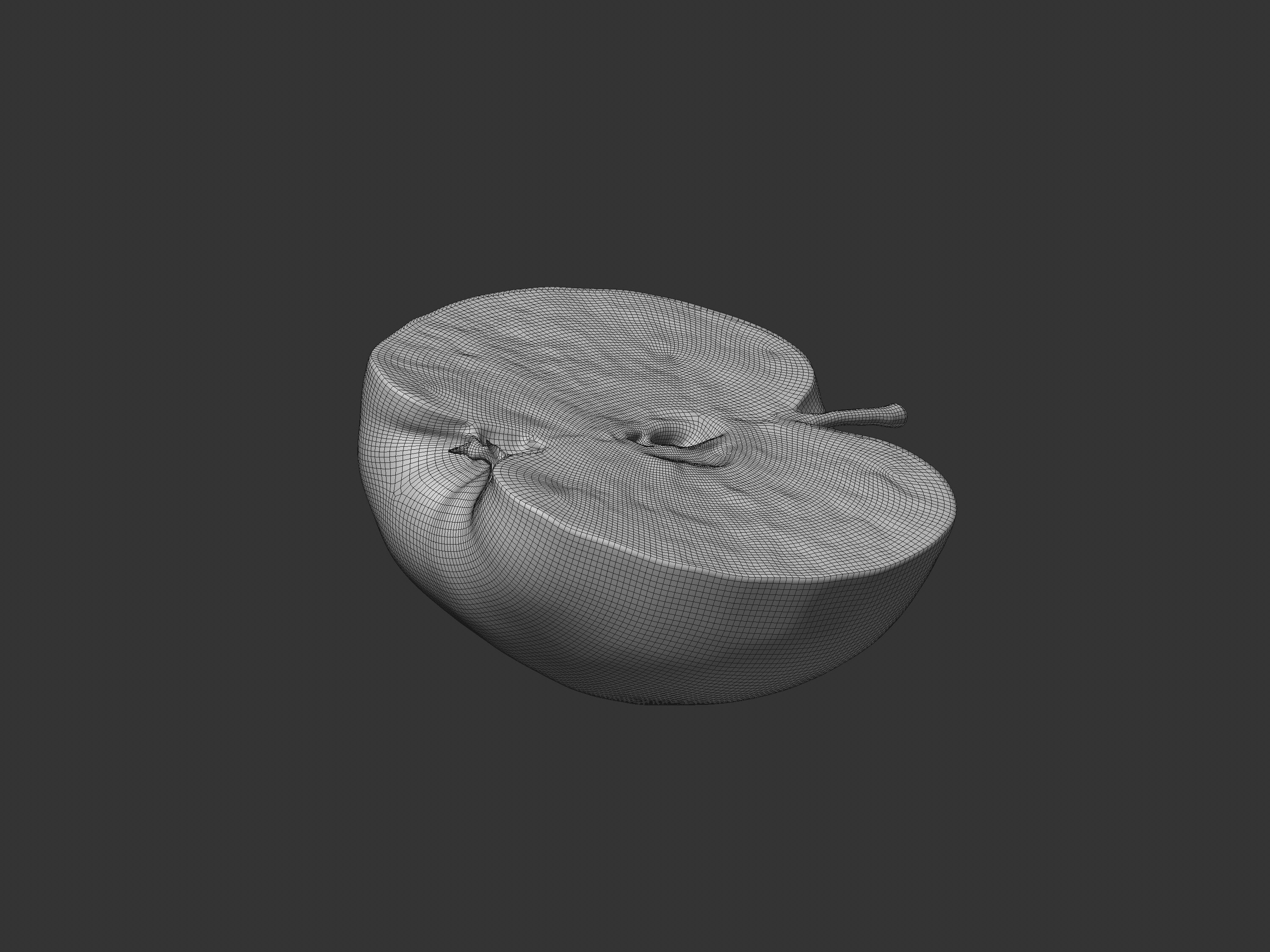 Half Cut Red Apple 3D model_5