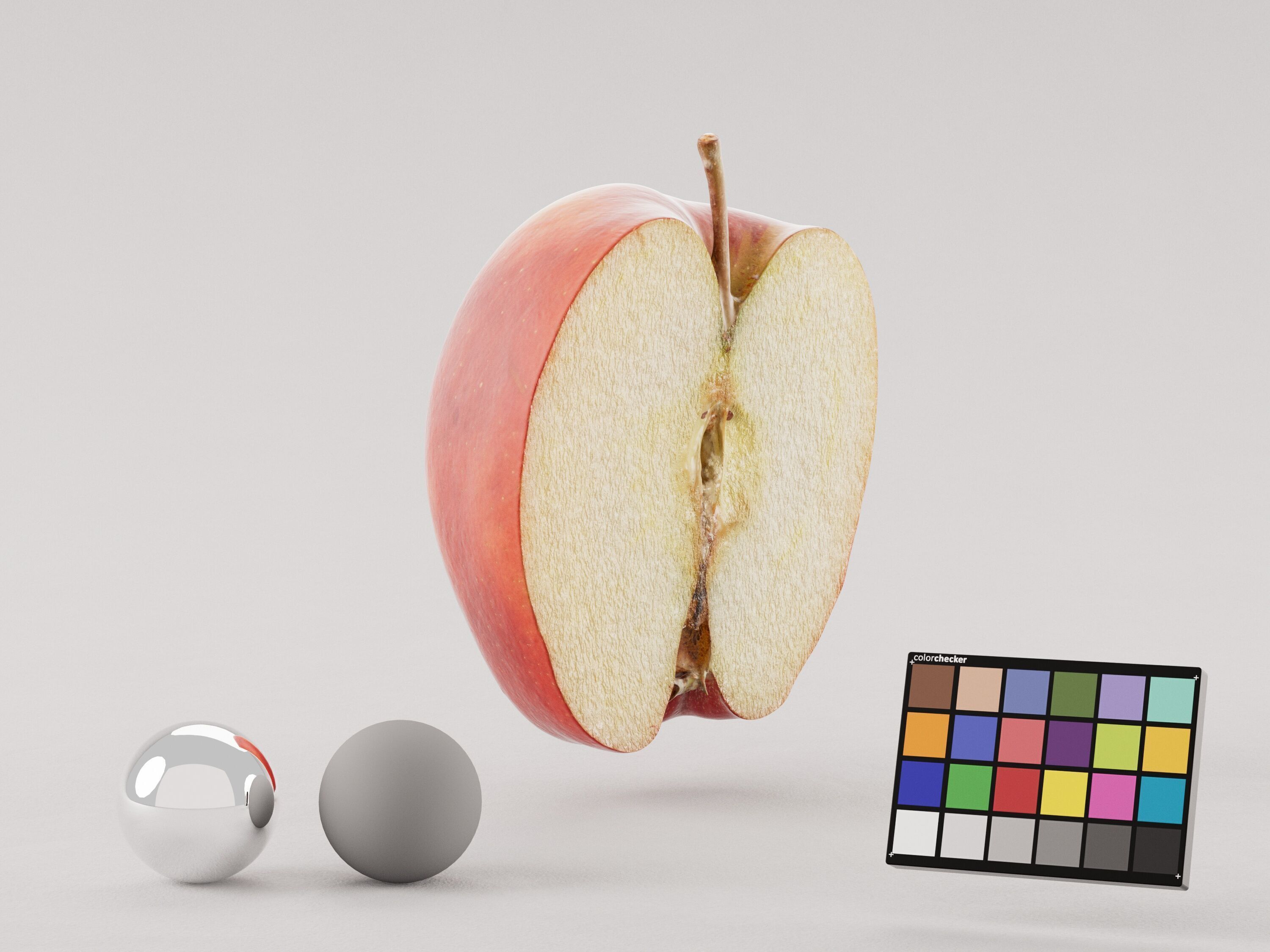 Half Cut Red Apple 3D model_2