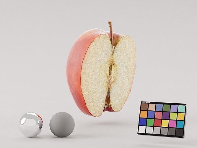 Half Cut Red Apple 3D model 3