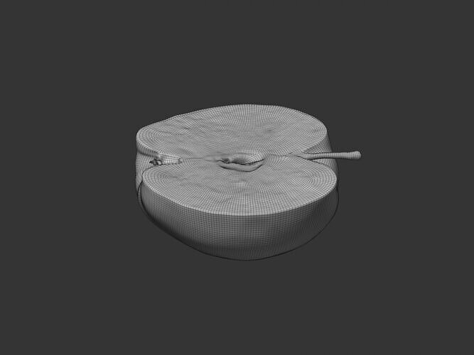 Half Cut Red Apple 3D model 7