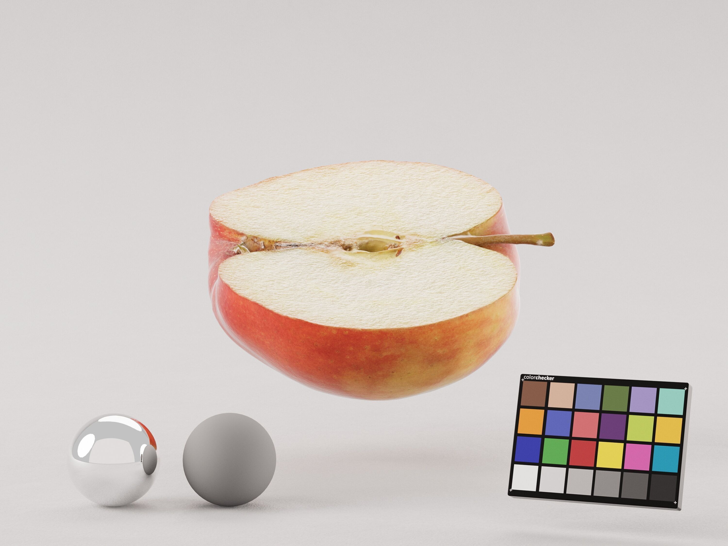 Half Cut Red Apple 3D model_4