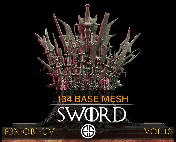134 Sword Models-Sword-Base Mesh-Cold Weapons-Sword-Vol 10 Low-poly 3D model