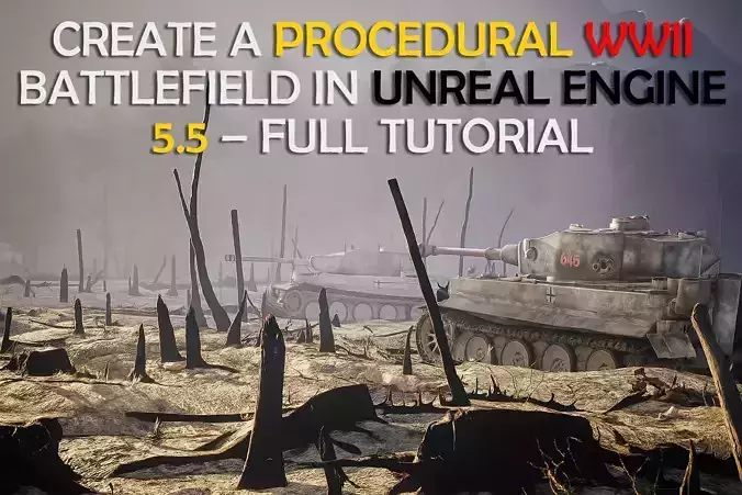 Procedural WWII Battlefield Models Free low-poly 3D model