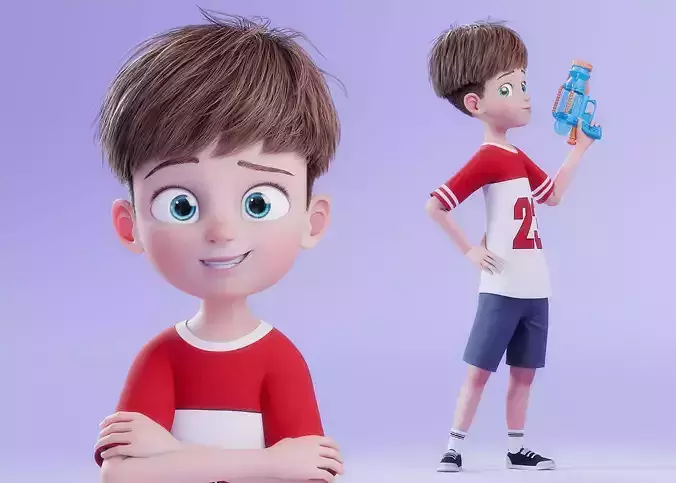 Cartoon Boy Rigged 3D model