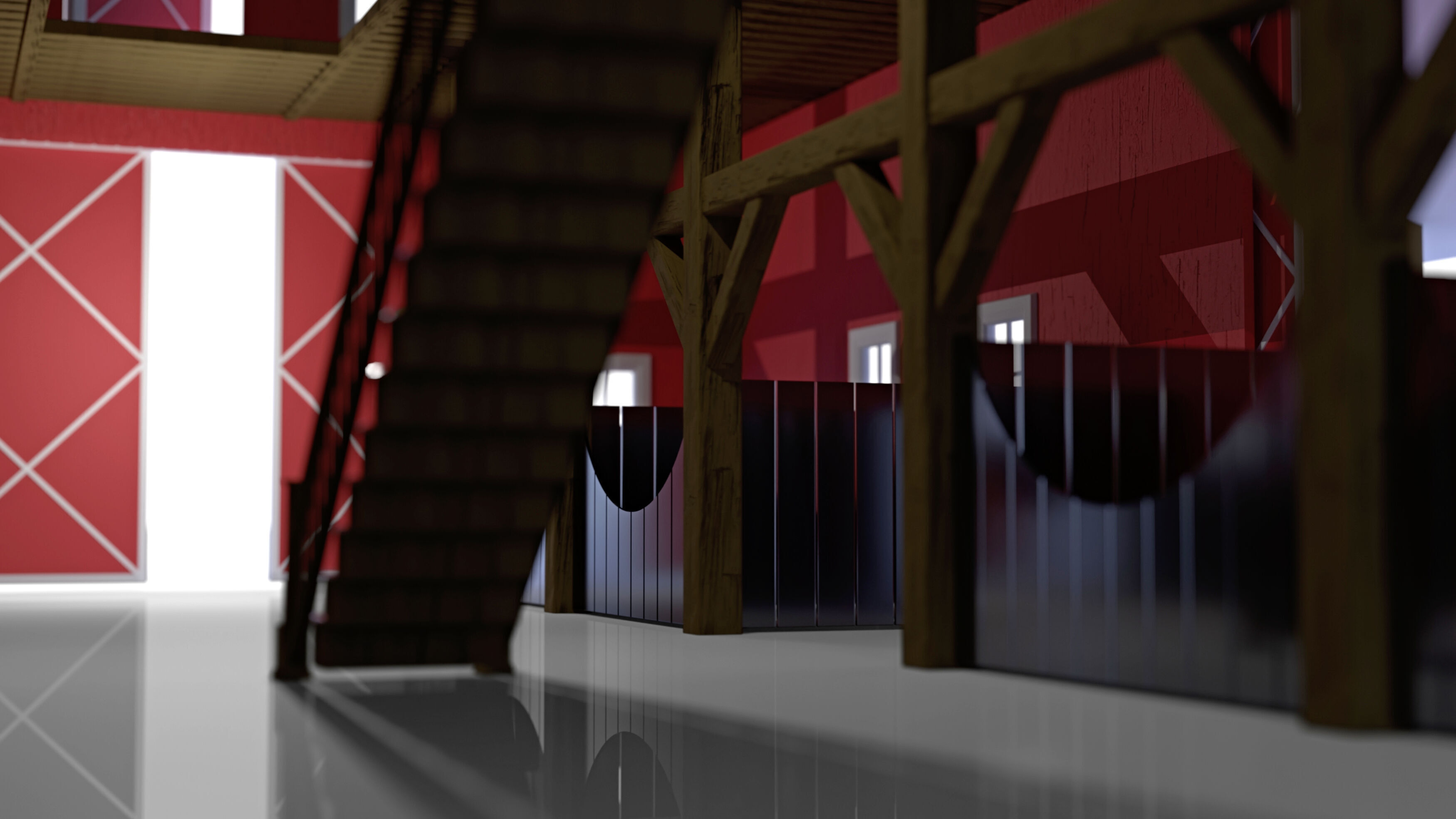 Red American Farm Barn 3D model_6