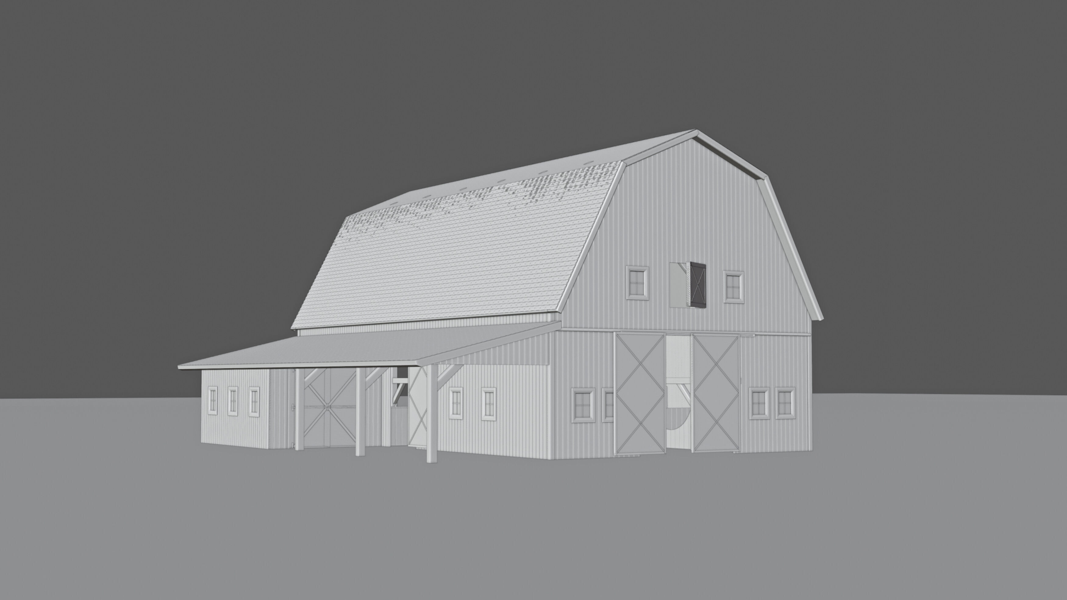 Red American Farm Barn 3D model_7