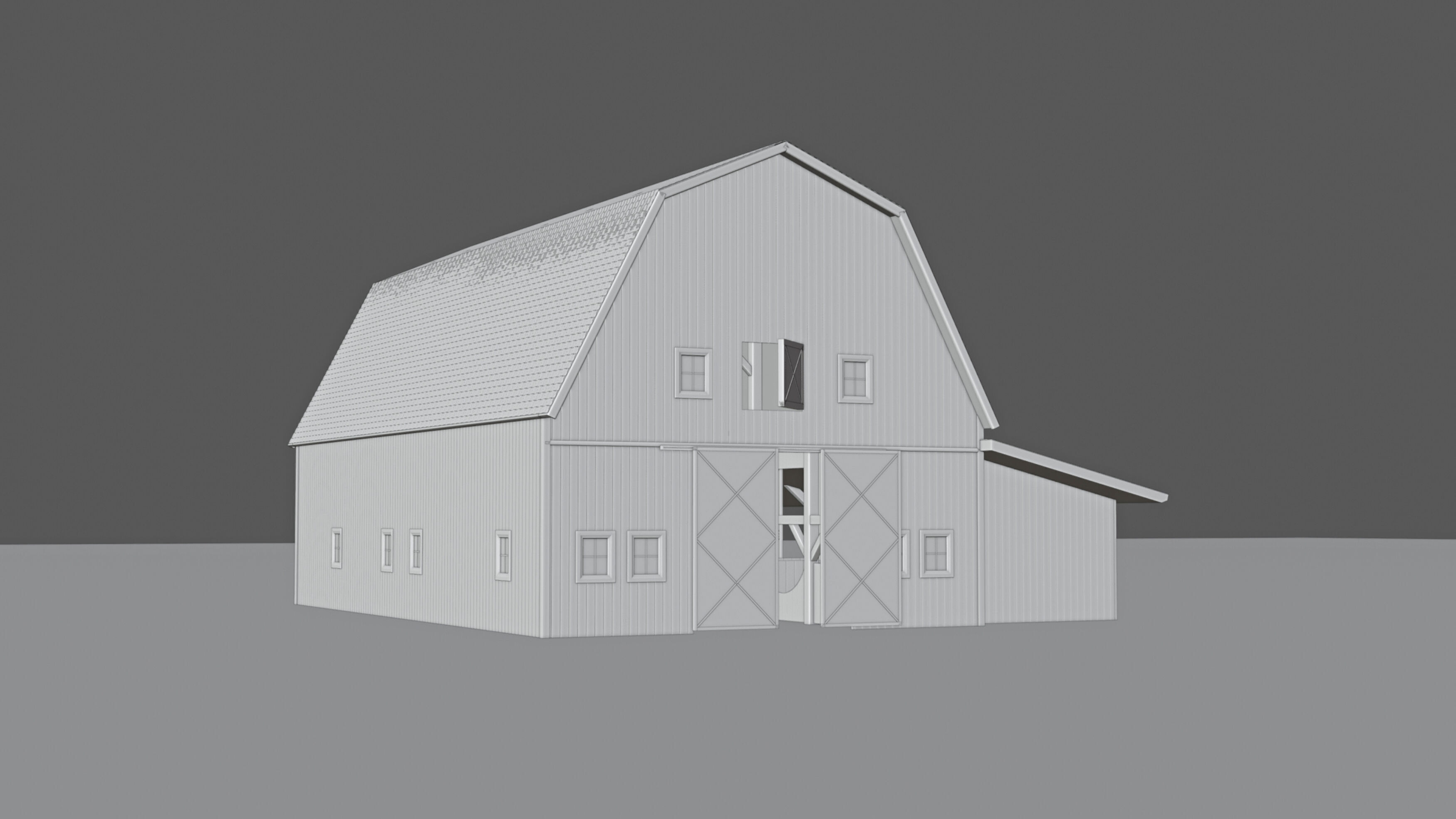 Red American Farm Barn 3D model_9