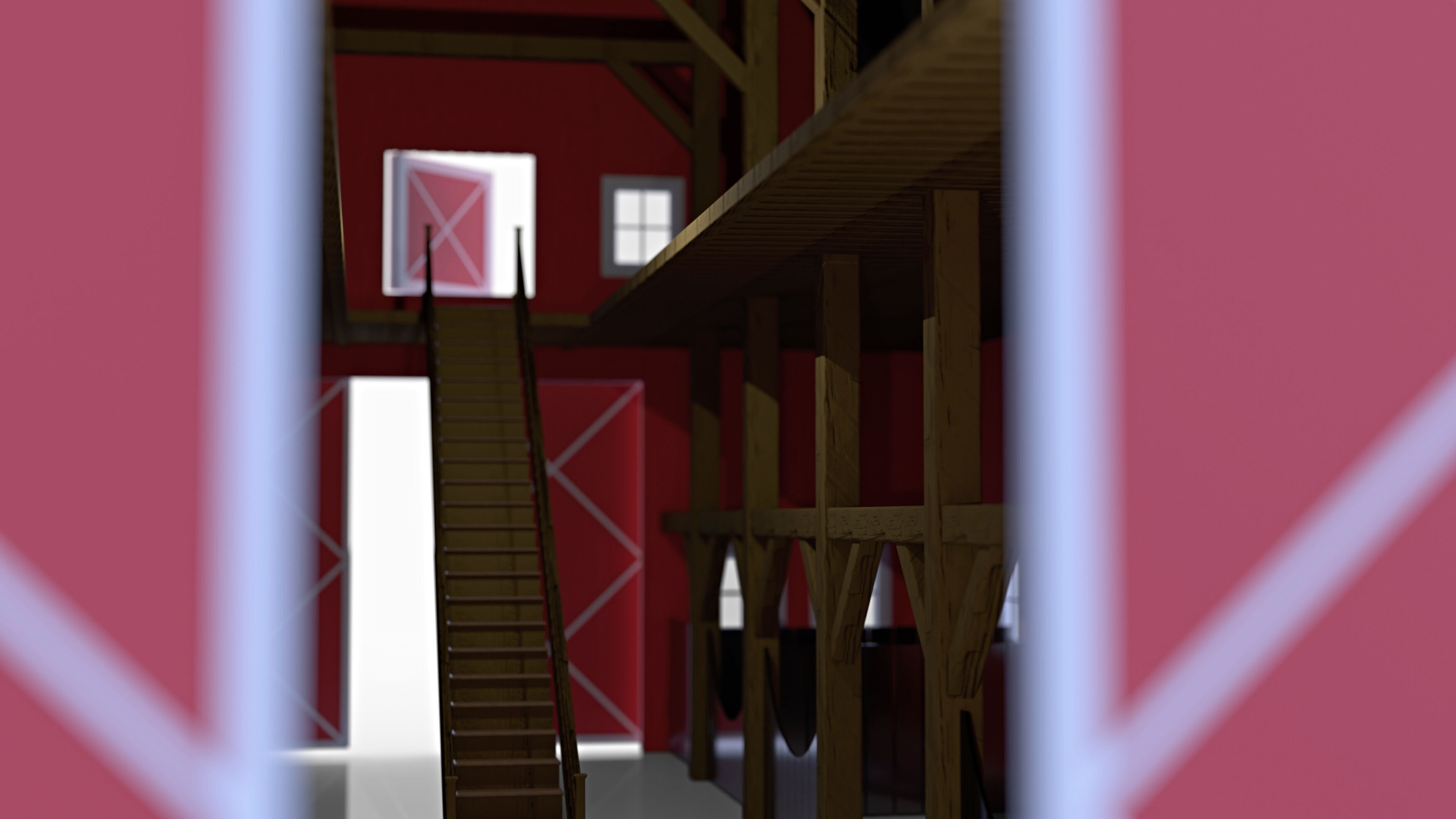 Red American Farm Barn 3D model_5