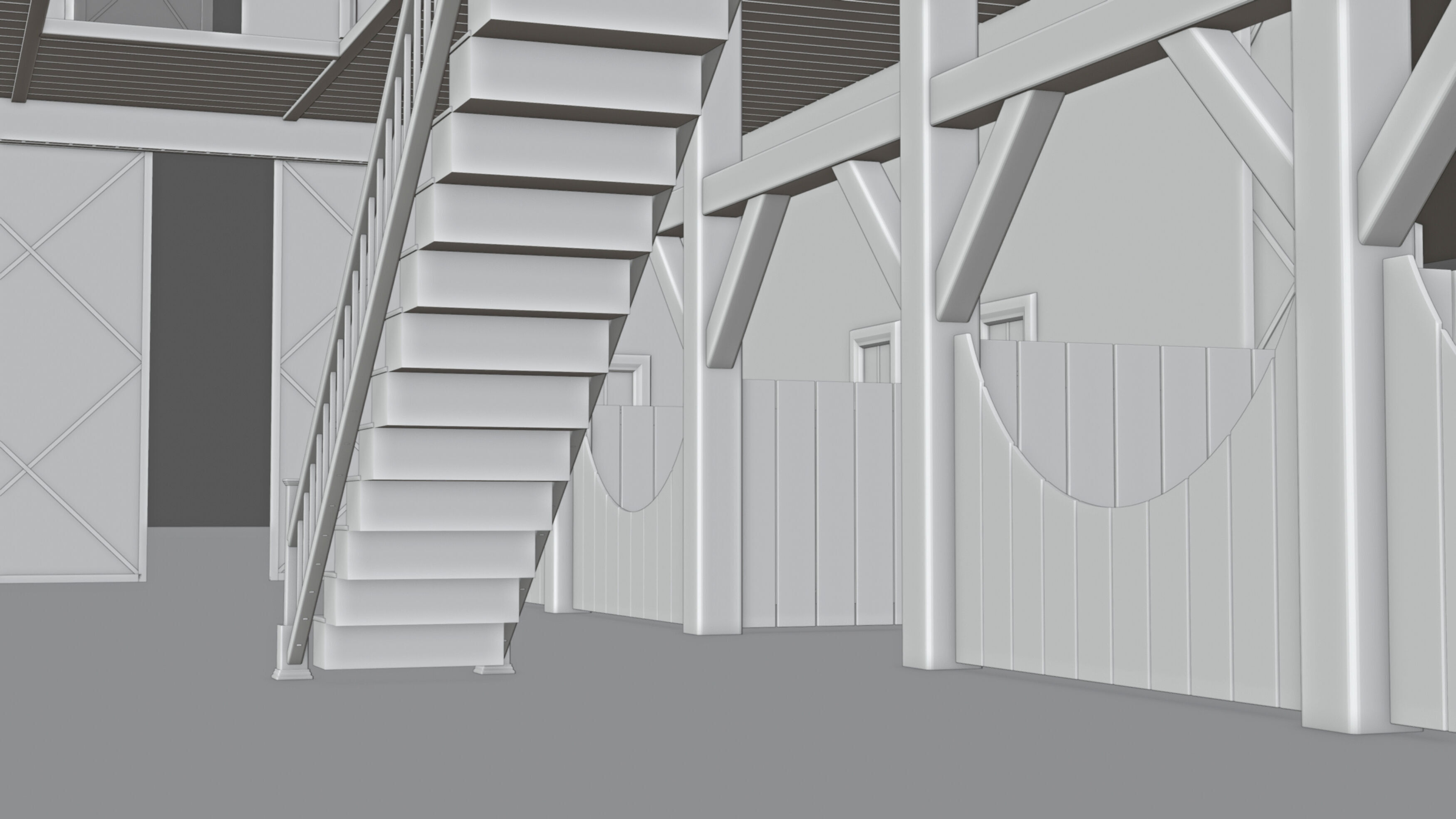 Red American Farm Barn 3D model_12