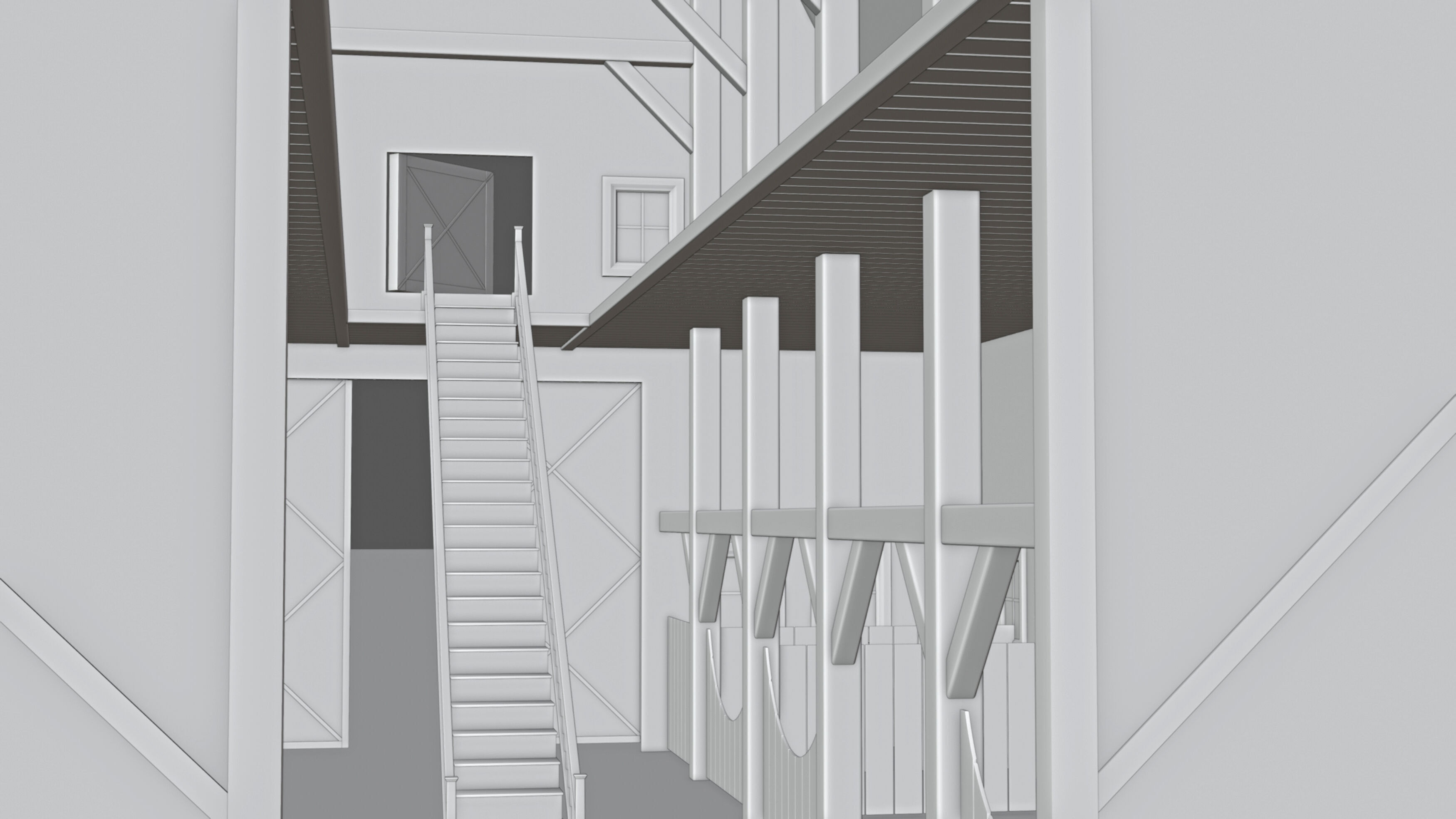 Red American Farm Barn 3D model_10