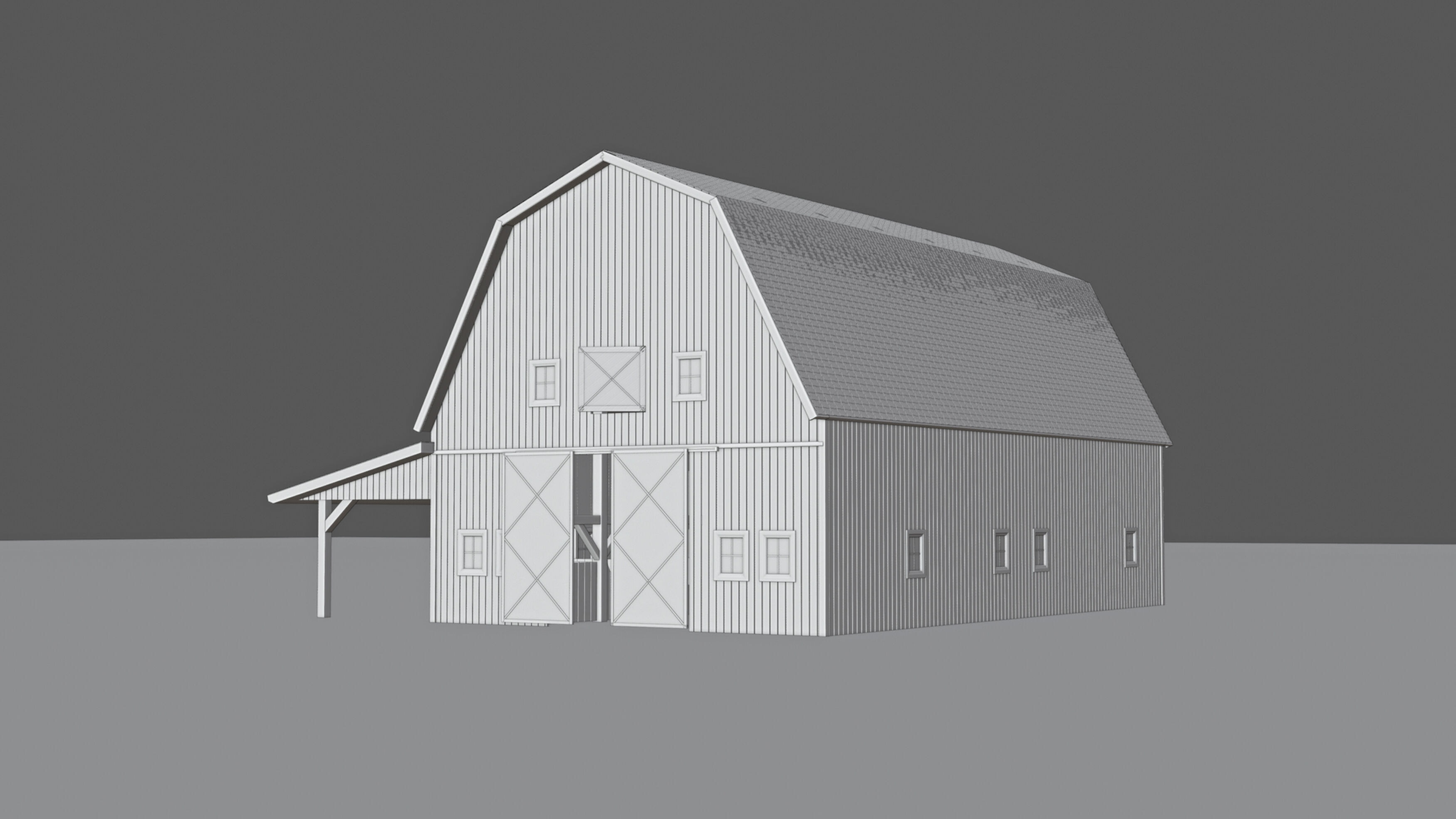 Red American Farm Barn 3D model_13