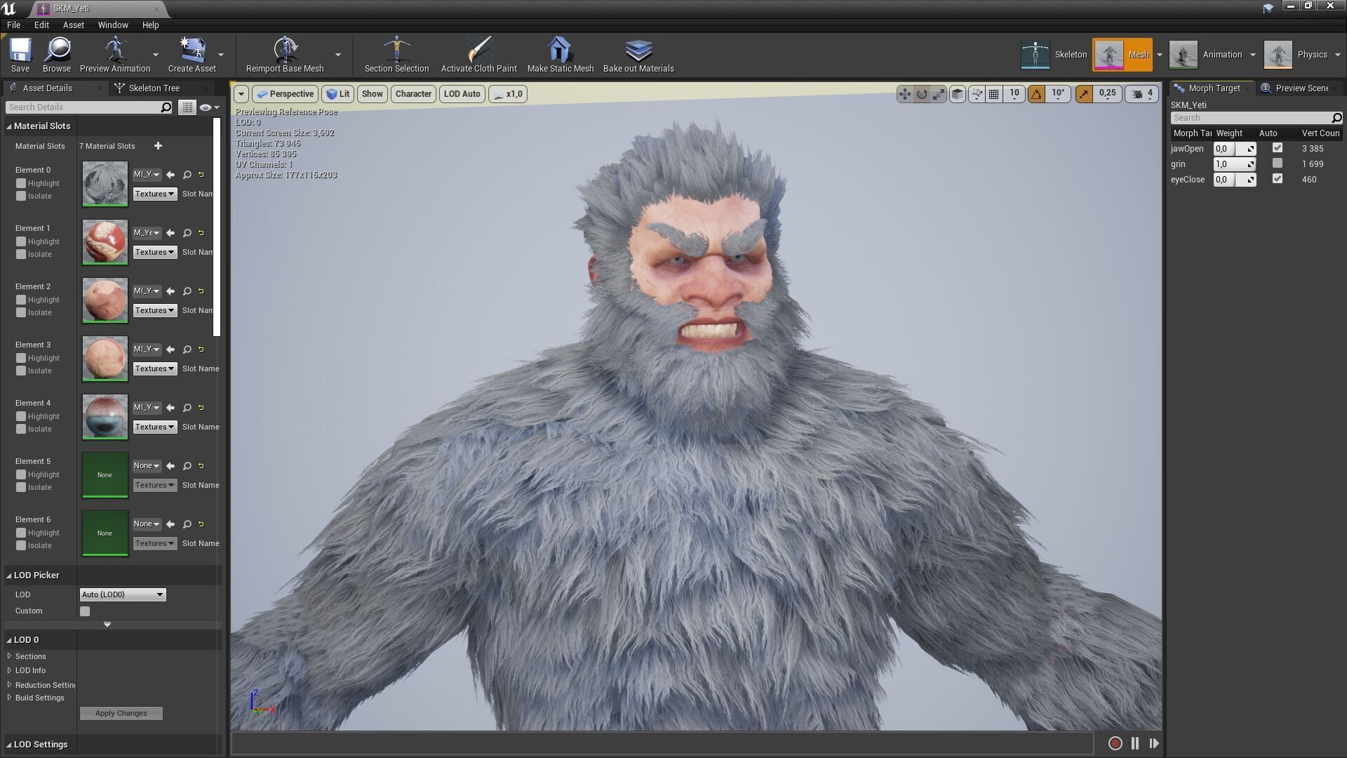 Yeti game charfacter Low-poly 3D model_6