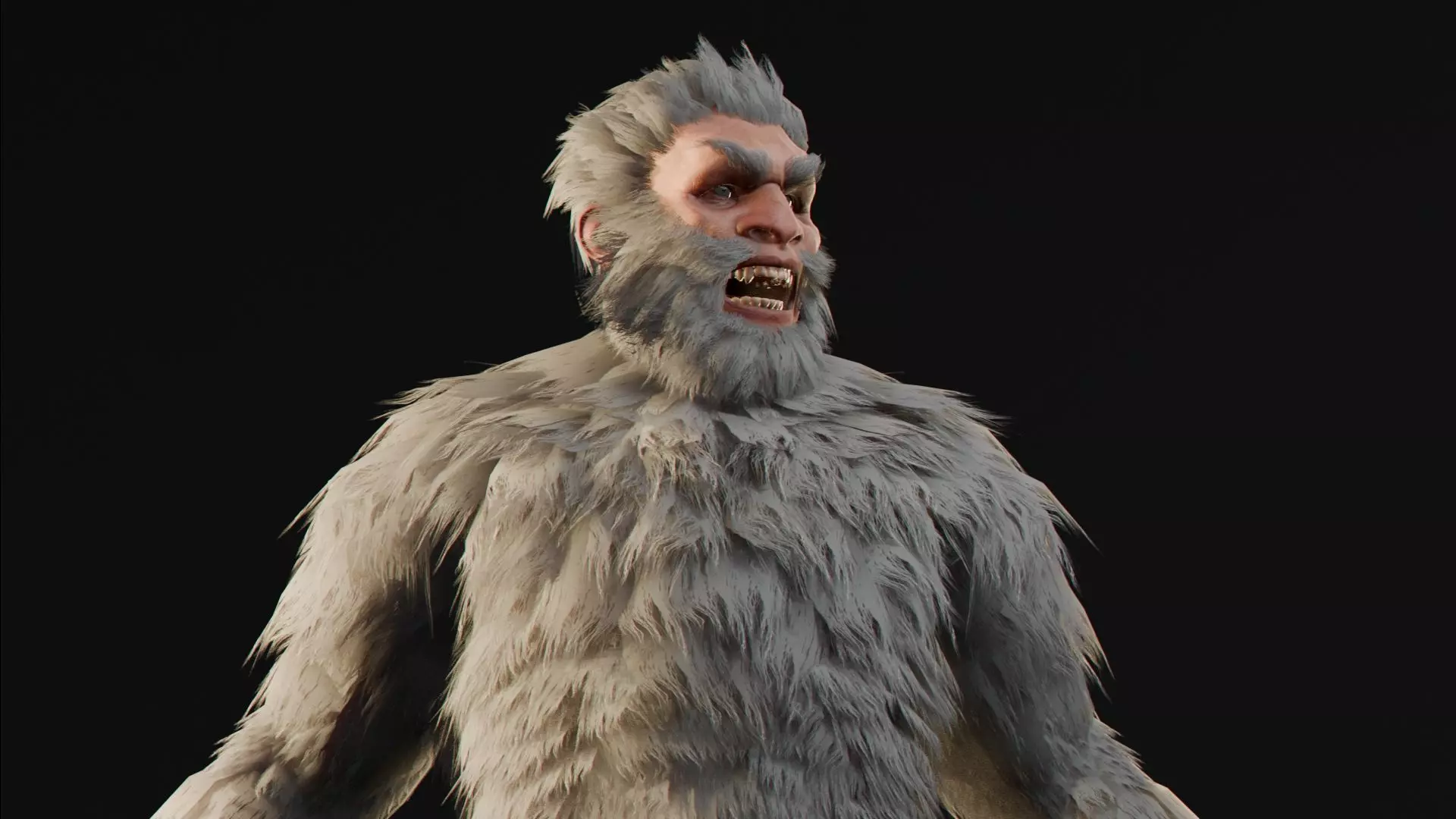 Yeti game charfacter Low-poly 3D model_0