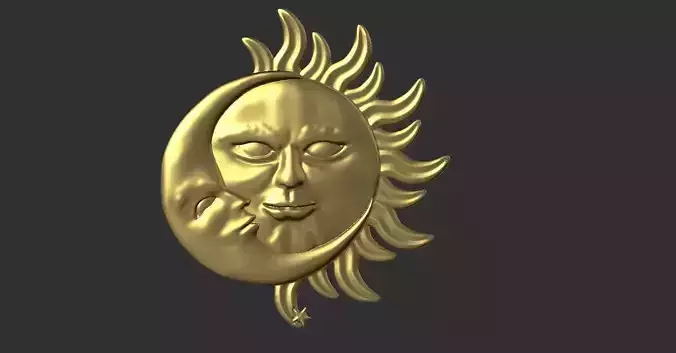 Sun and Moon Pendant 3D print model