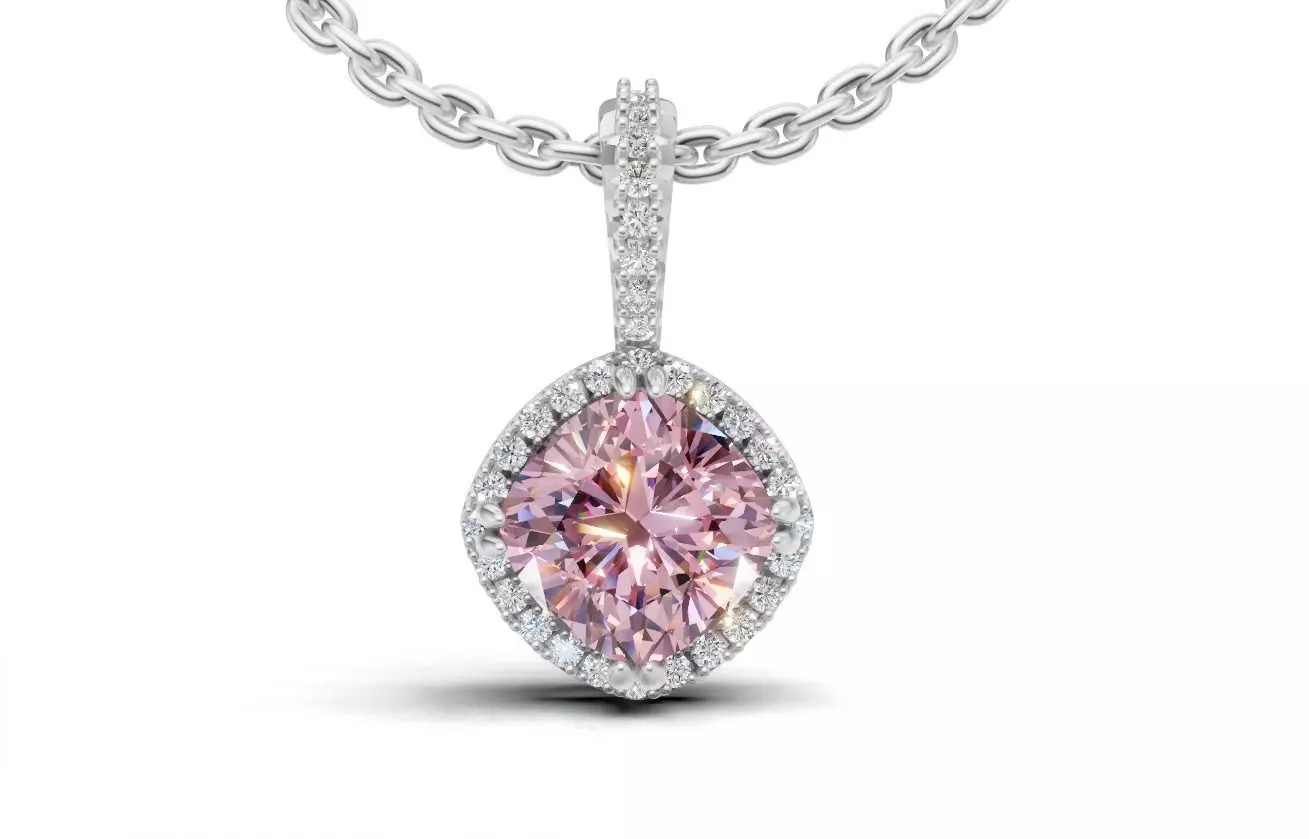 Elegant Pink Diamond Pendant 3D print model