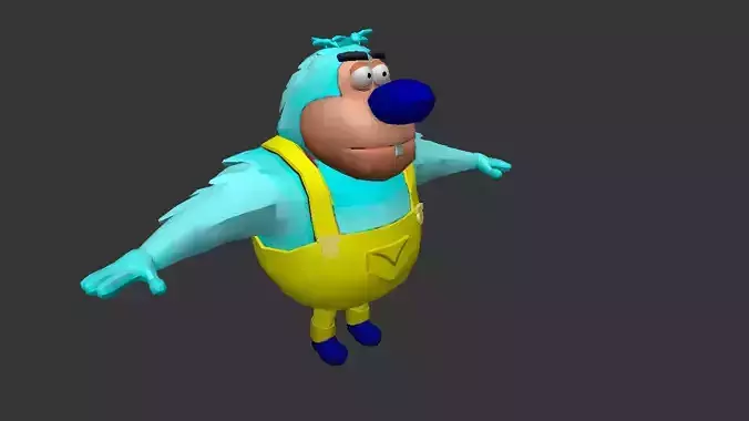Cartoon Blue Monster  Free 3D model