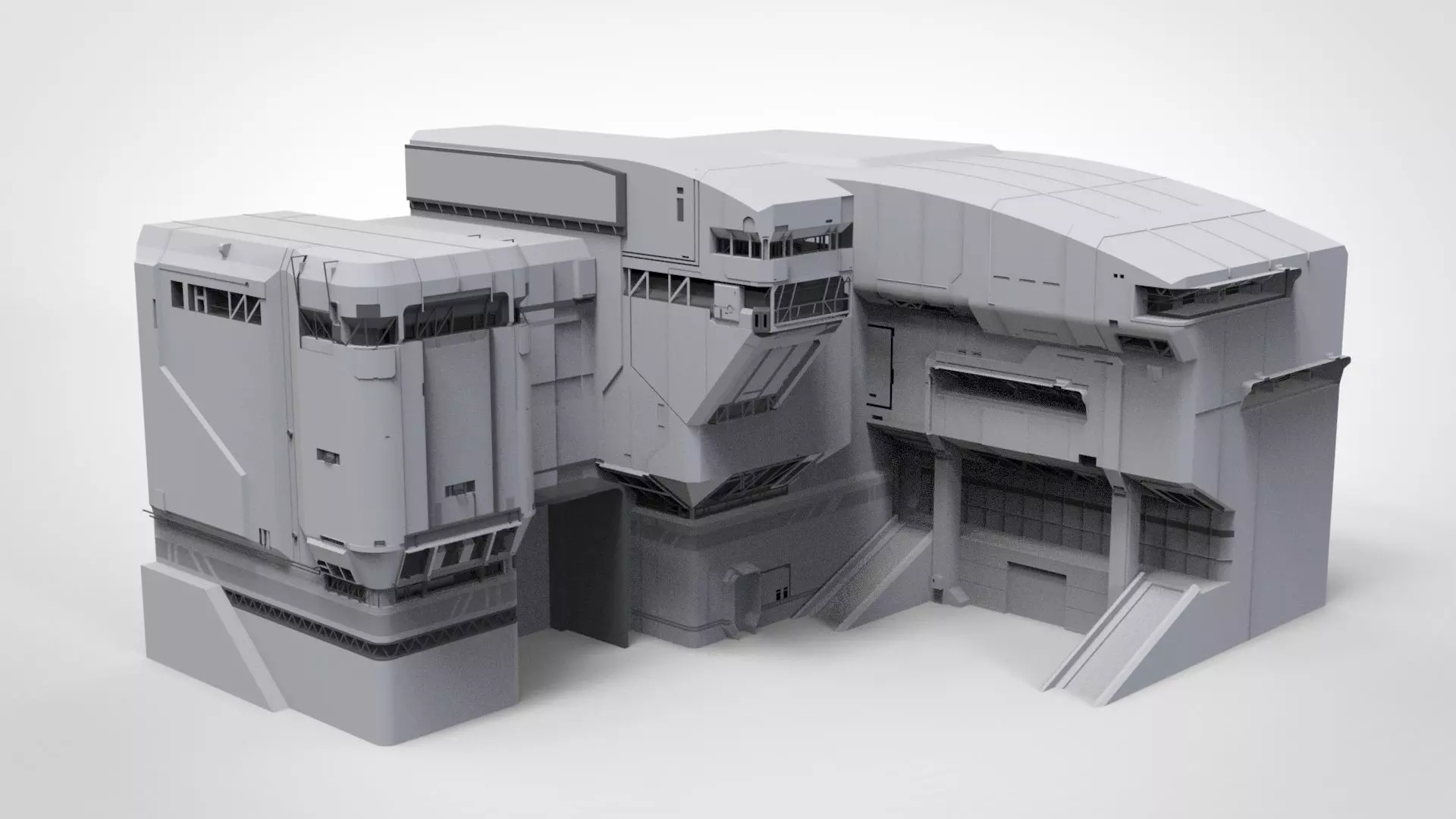 halo sci-fi architecture 3D model_0