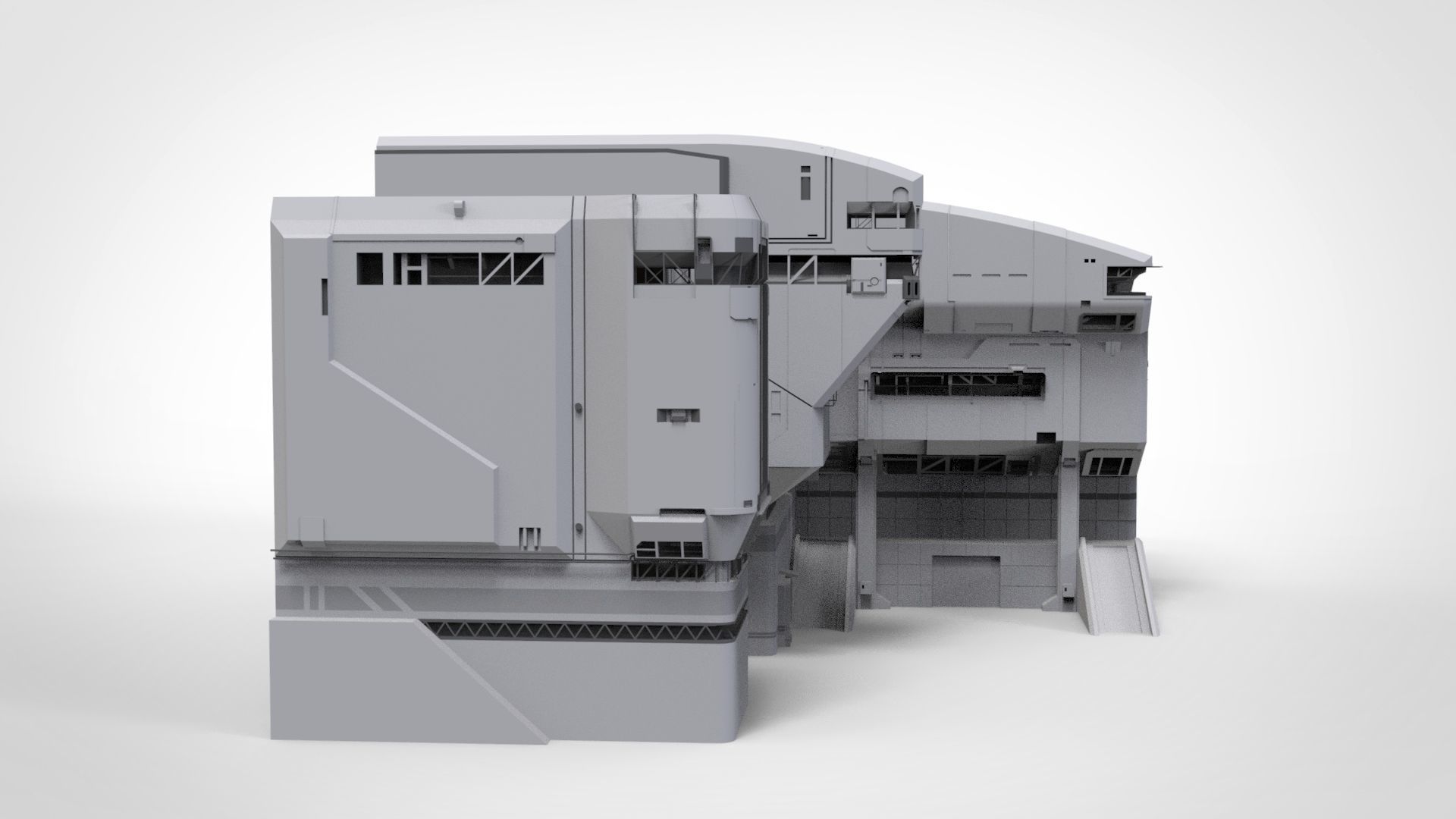 halo sci-fi architecture 3D model_2