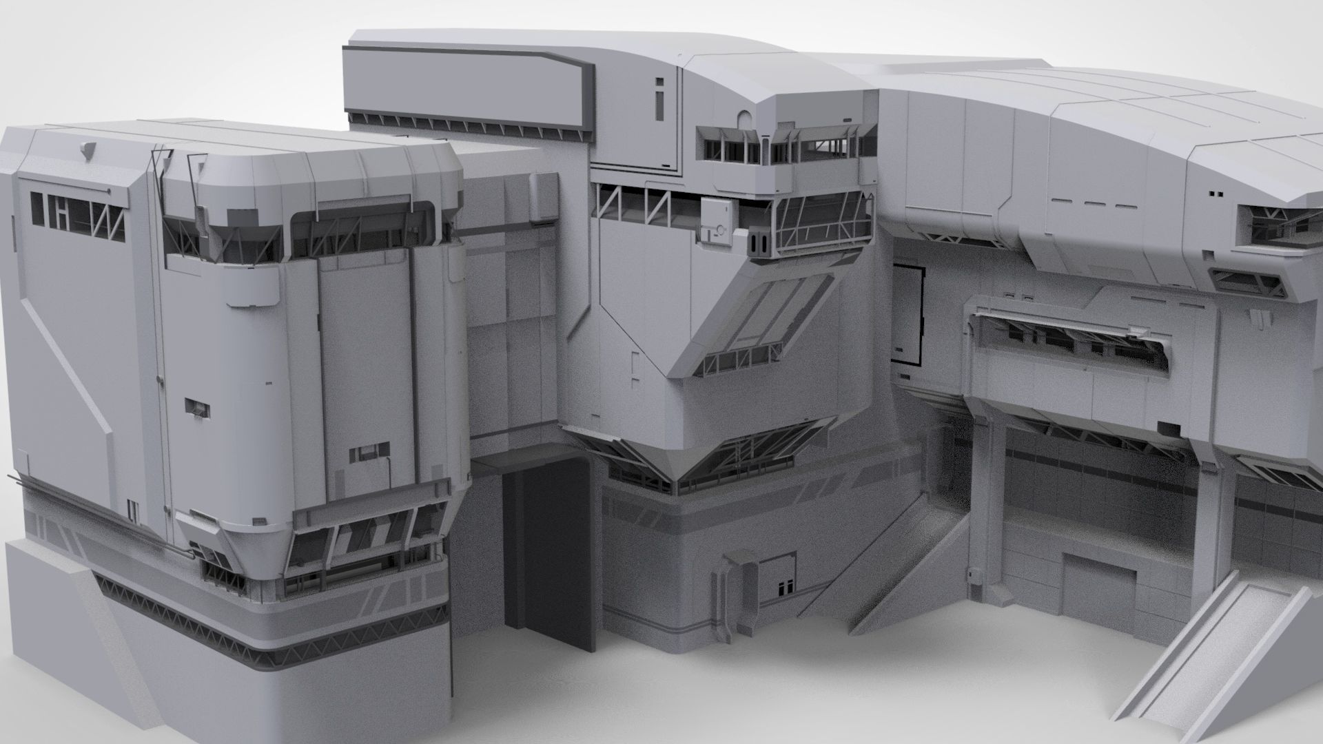halo sci-fi architecture 3D model_8
