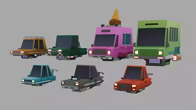 Low Poly 3D Car Model Pack