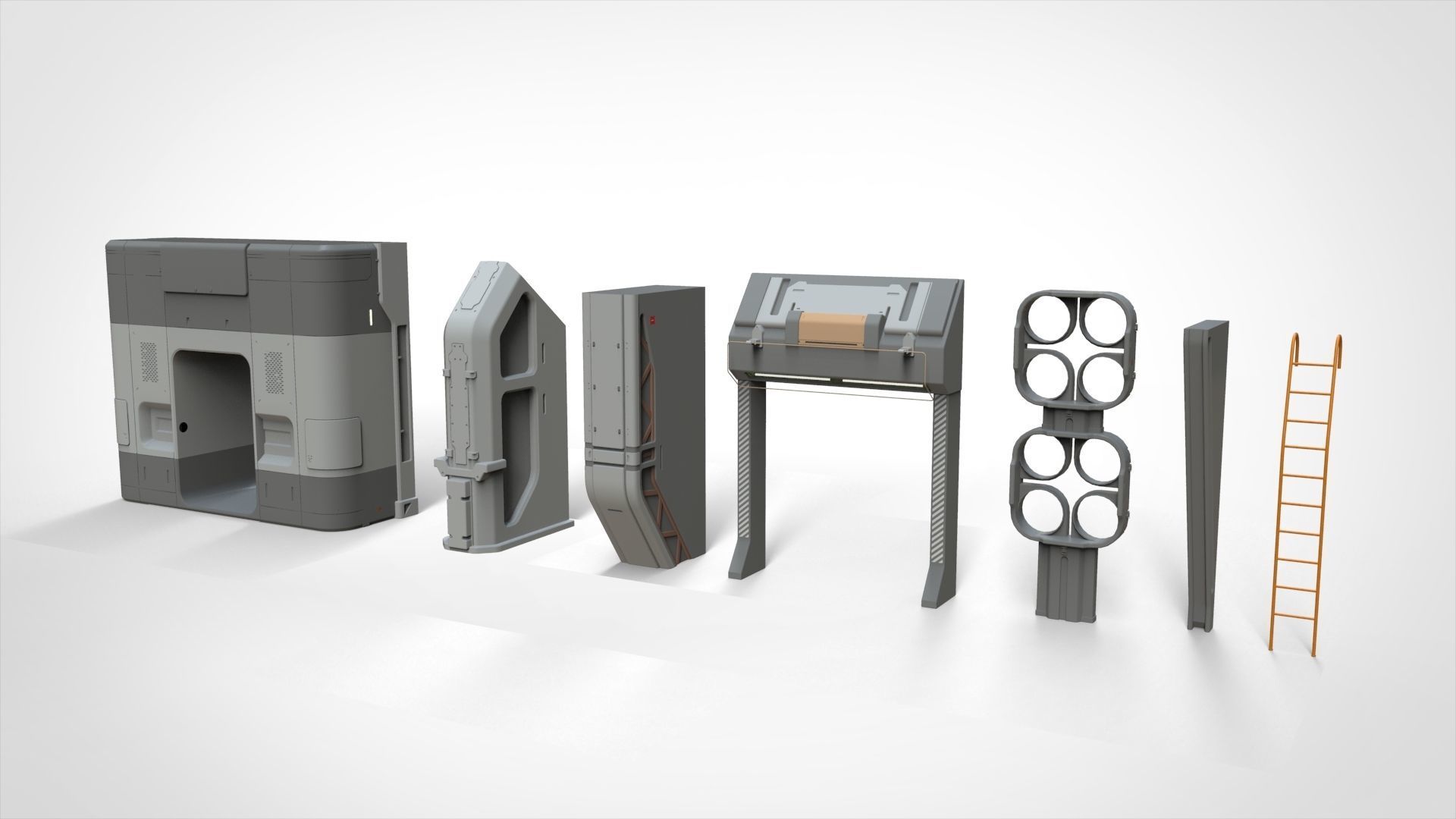 Sci-Fi architecture Elements collection 24 3D model_4