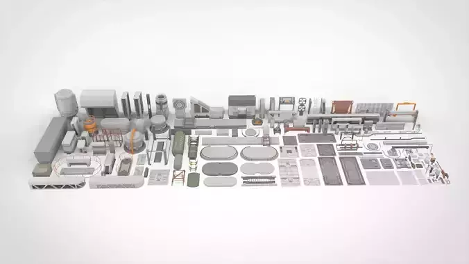 Sci-Fi architecture Elements collection 24 3D model