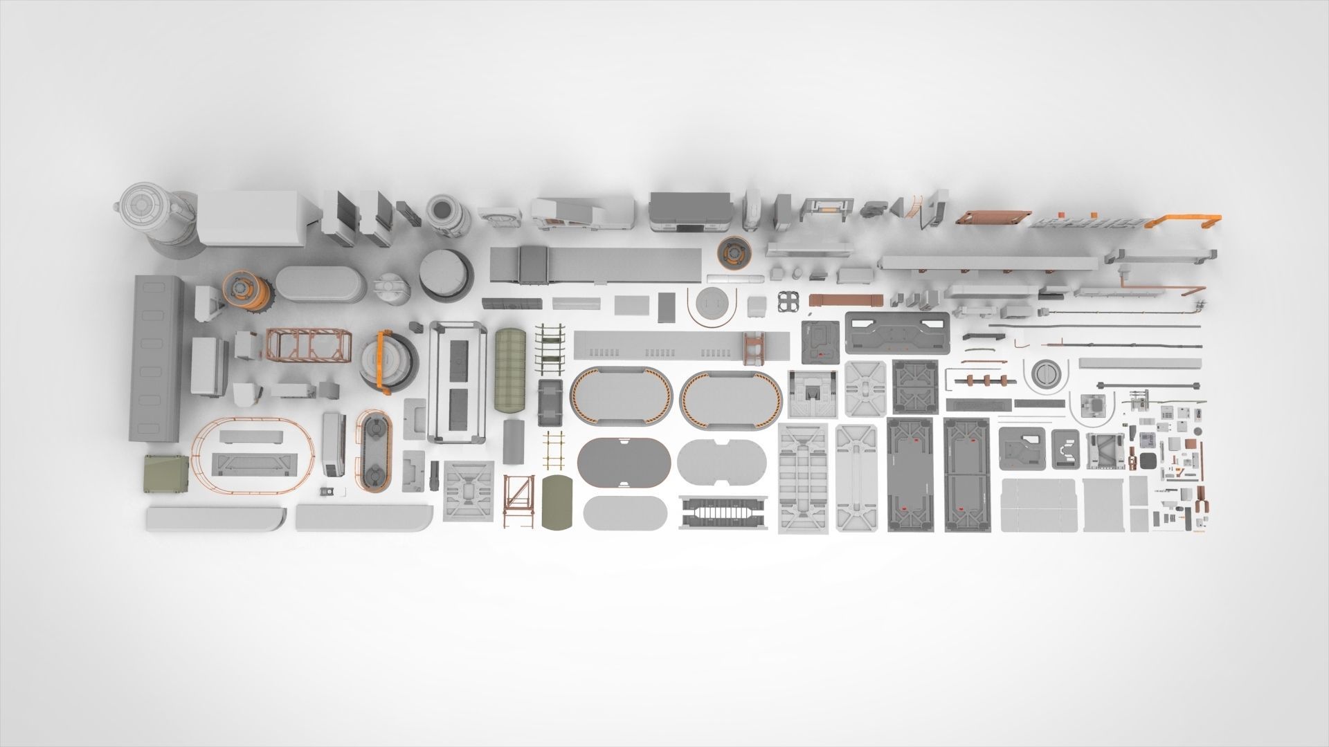 Sci-Fi architecture Elements collection 24 3D model_1