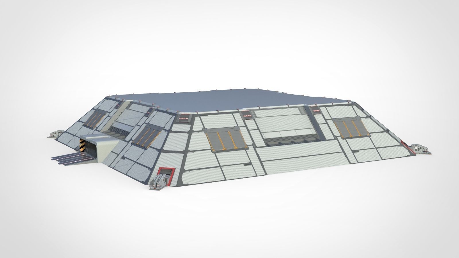 sci-fi hangar 3D model_2