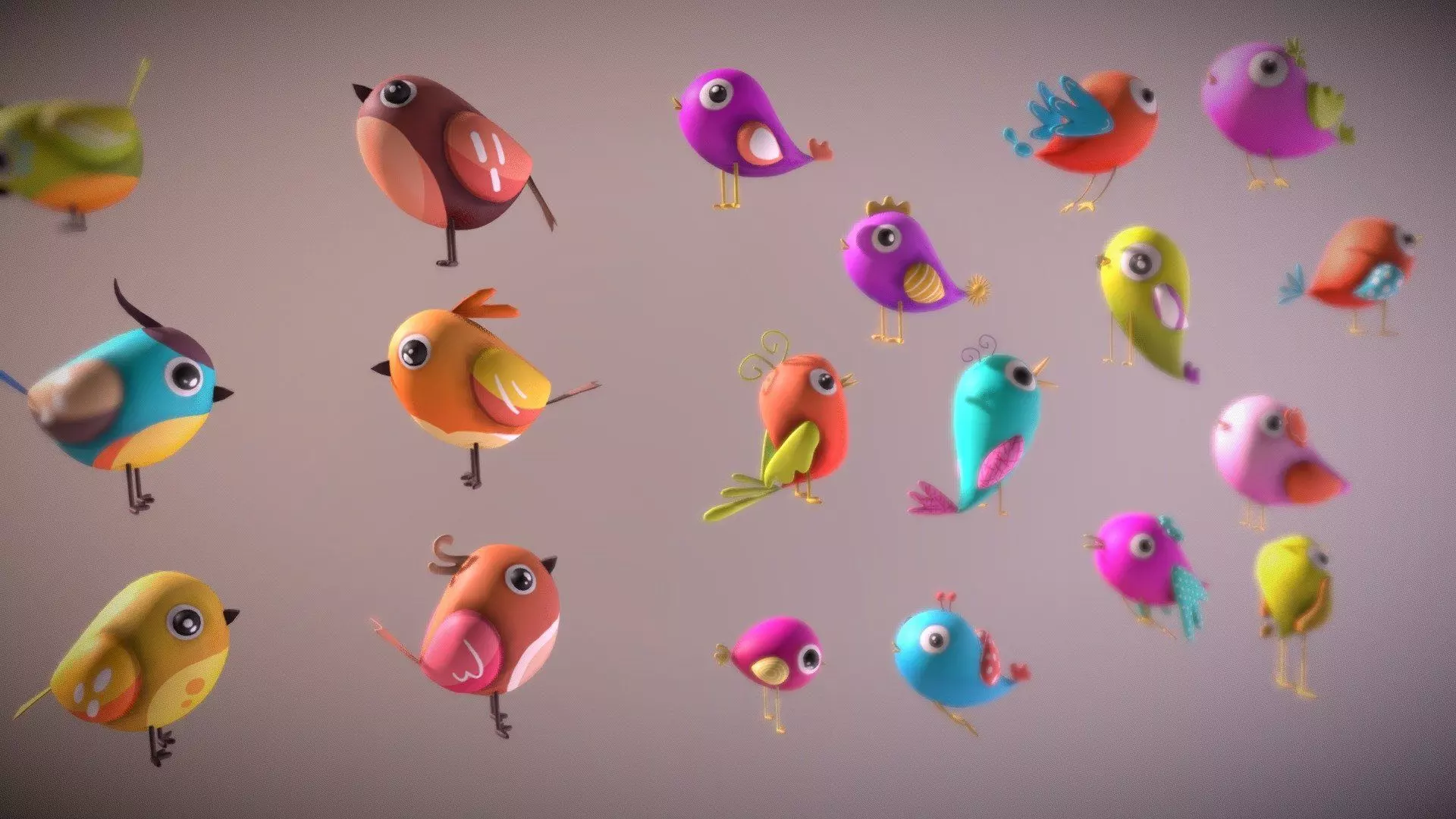 cartoon bird Low-poly 3D model_0