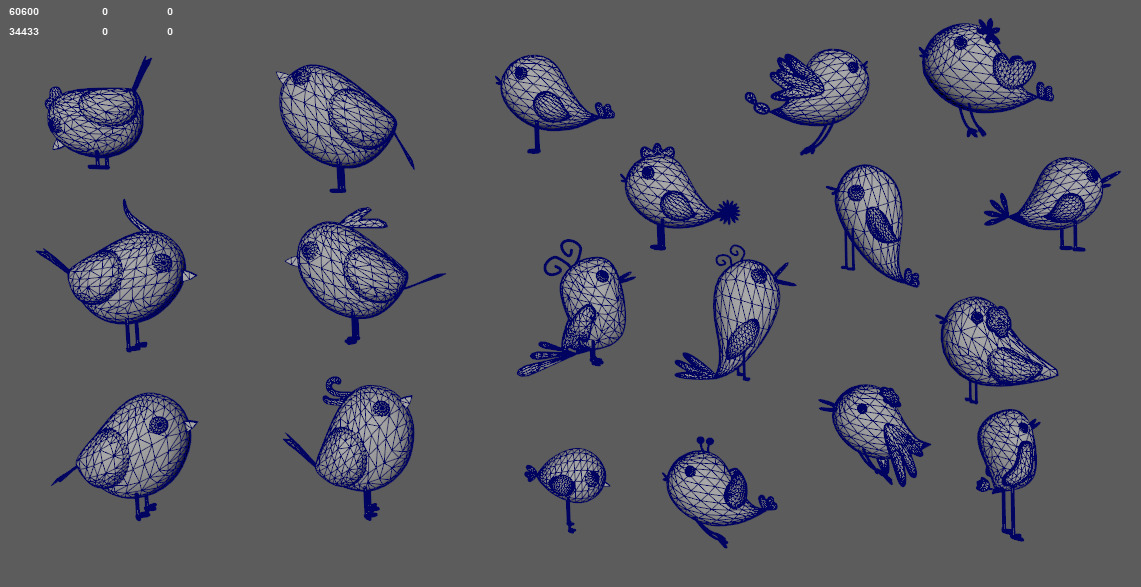 cartoon bird Low-poly 3D model_2