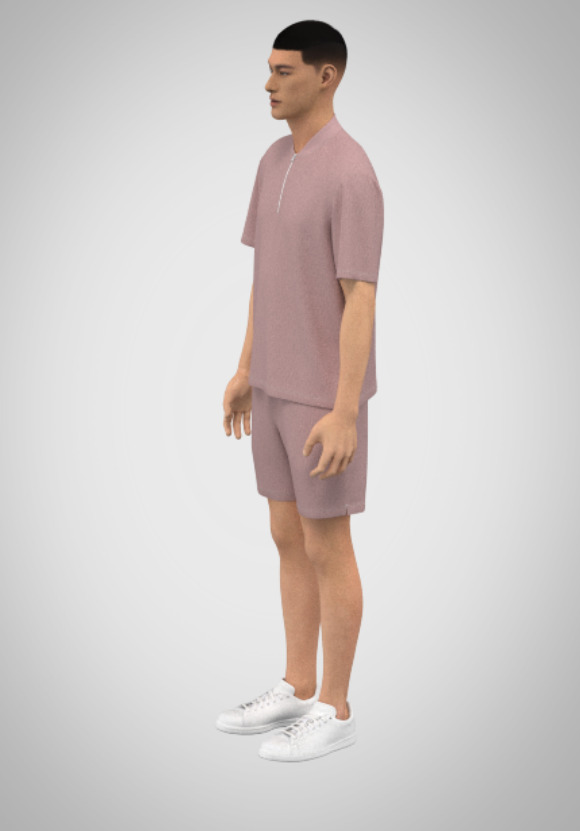 Relaxed Zip-Neck Lounge Set 3D print model_2