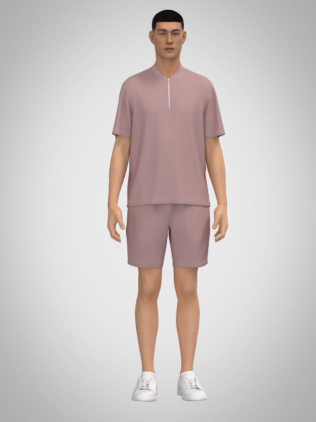 Relaxed Zip-Neck Lounge Set 3D print model_1