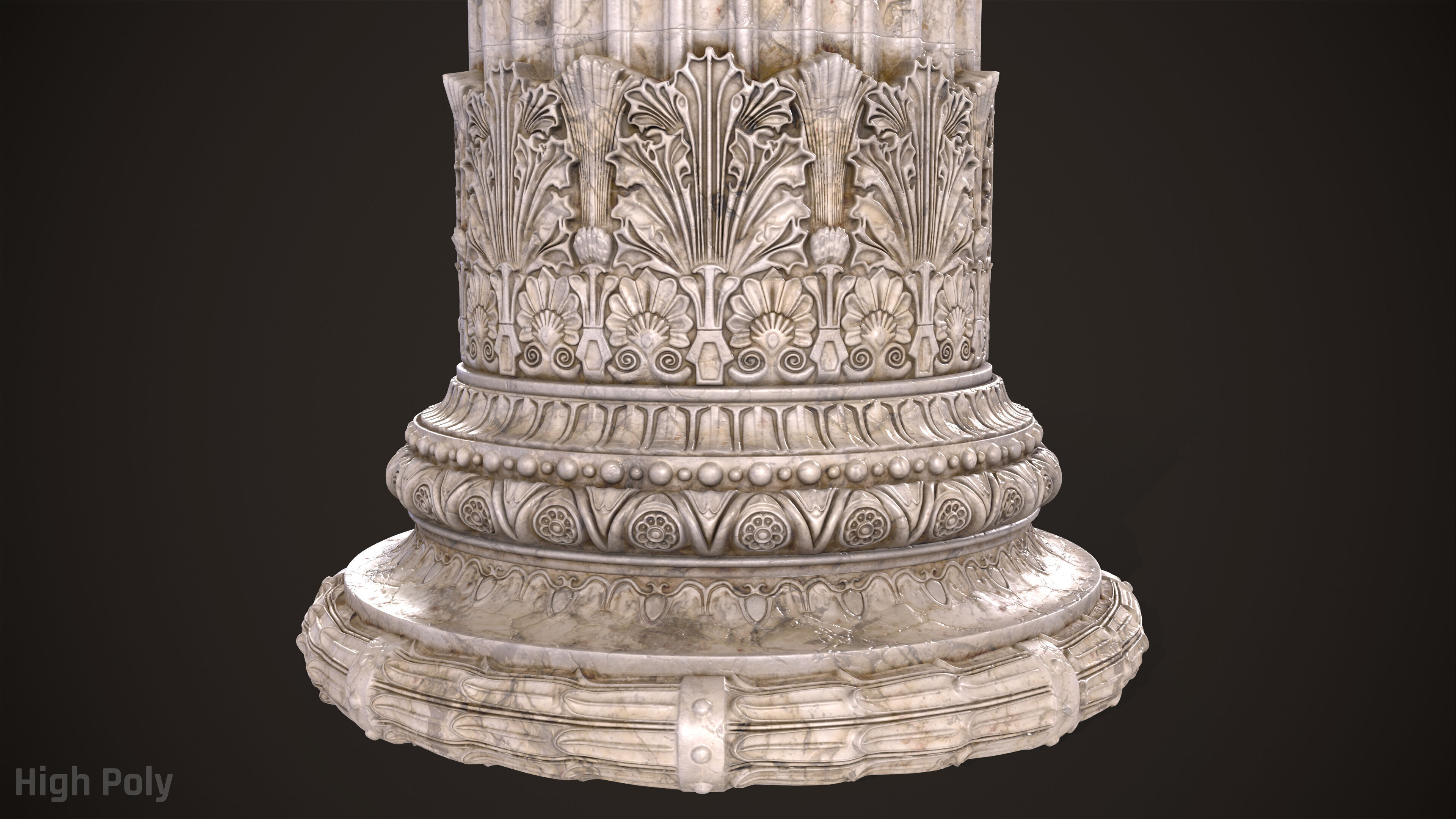 Corinthian Order Hight Low Poly Low-poly 3D model_13