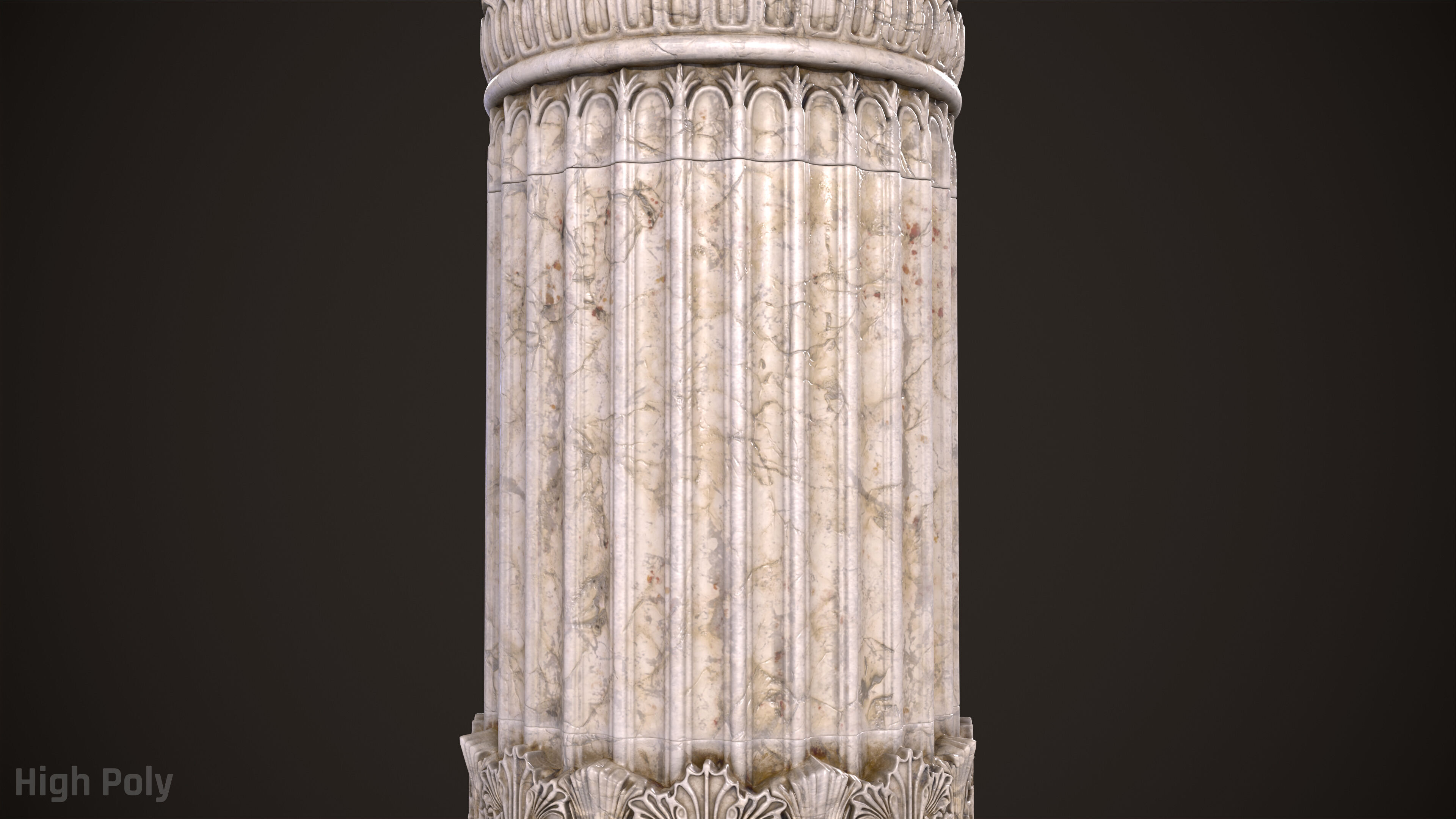 Corinthian Order Hight Low Poly Low-poly 3D model_12