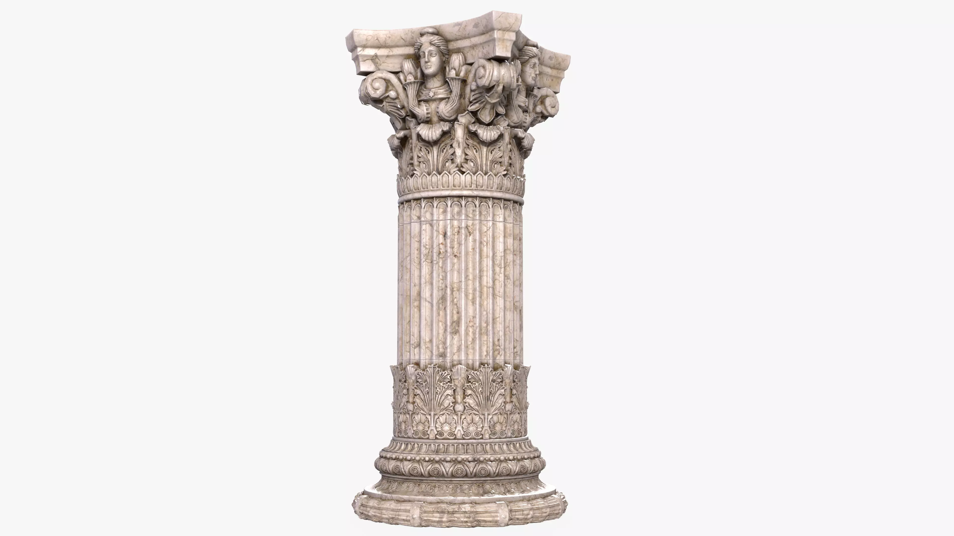 Corinthian Order Hight Low Poly Low-poly 3D model_0