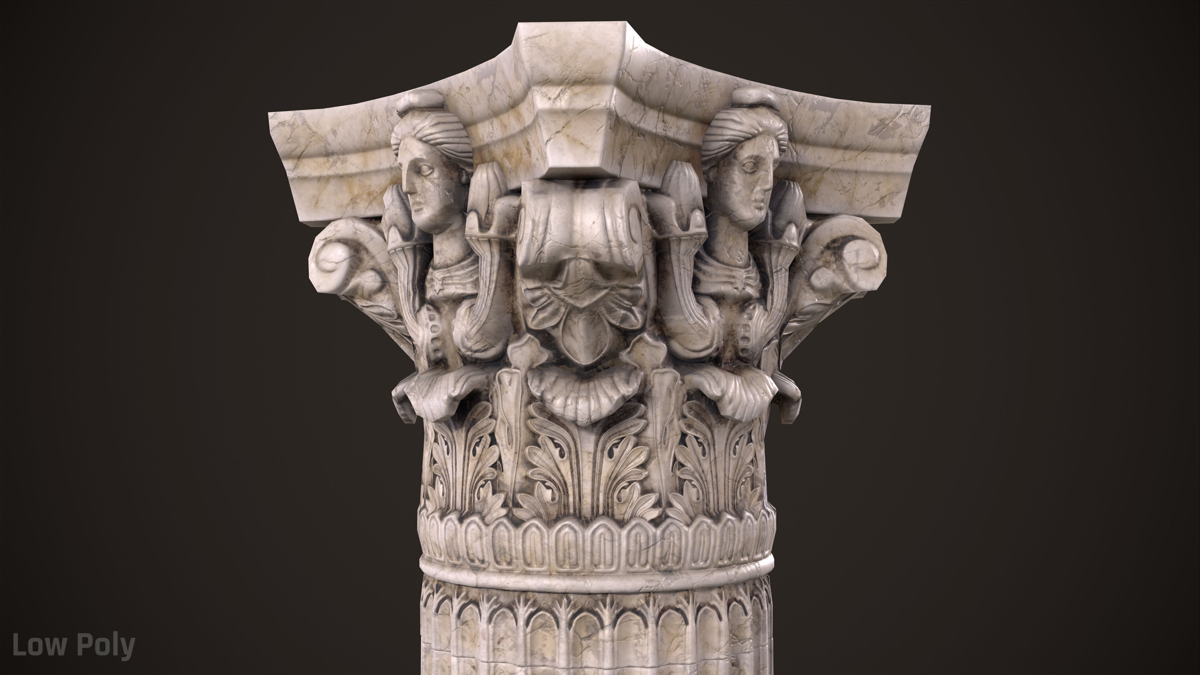 Corinthian Order Hight Low Poly Low-poly 3D model_4
