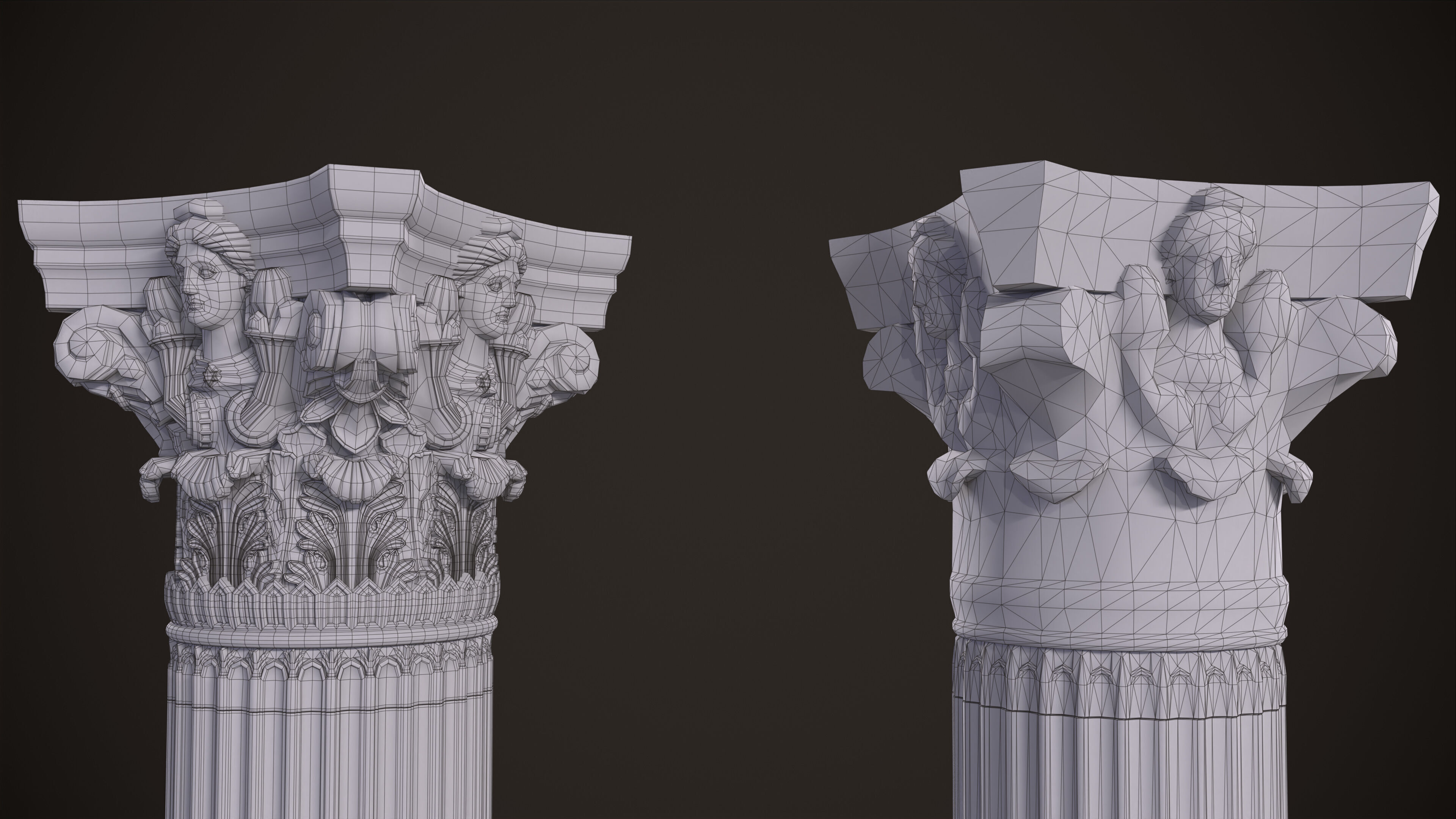 Corinthian Order Hight Low Poly Low-poly 3D model_7