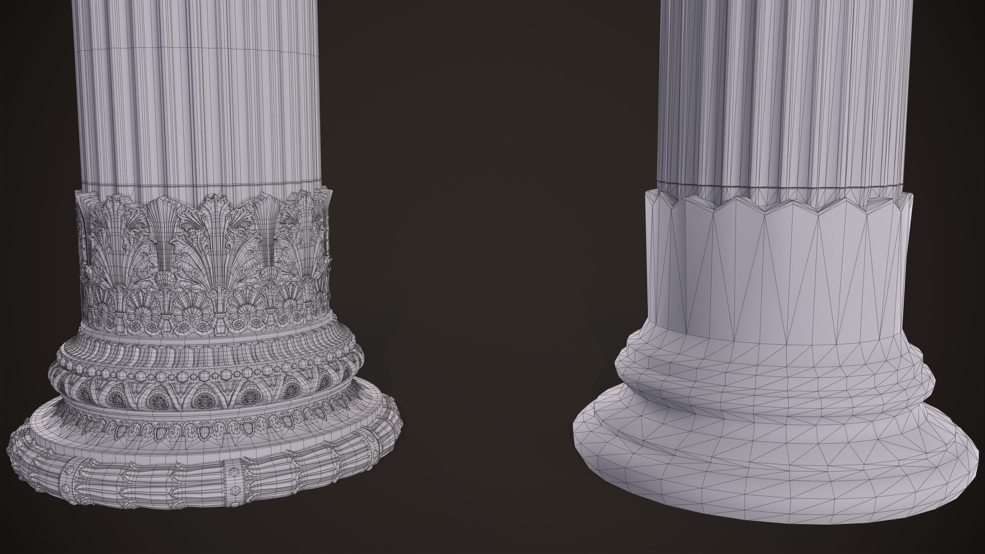 Corinthian Order Hight Low Poly Low-poly 3D model_9