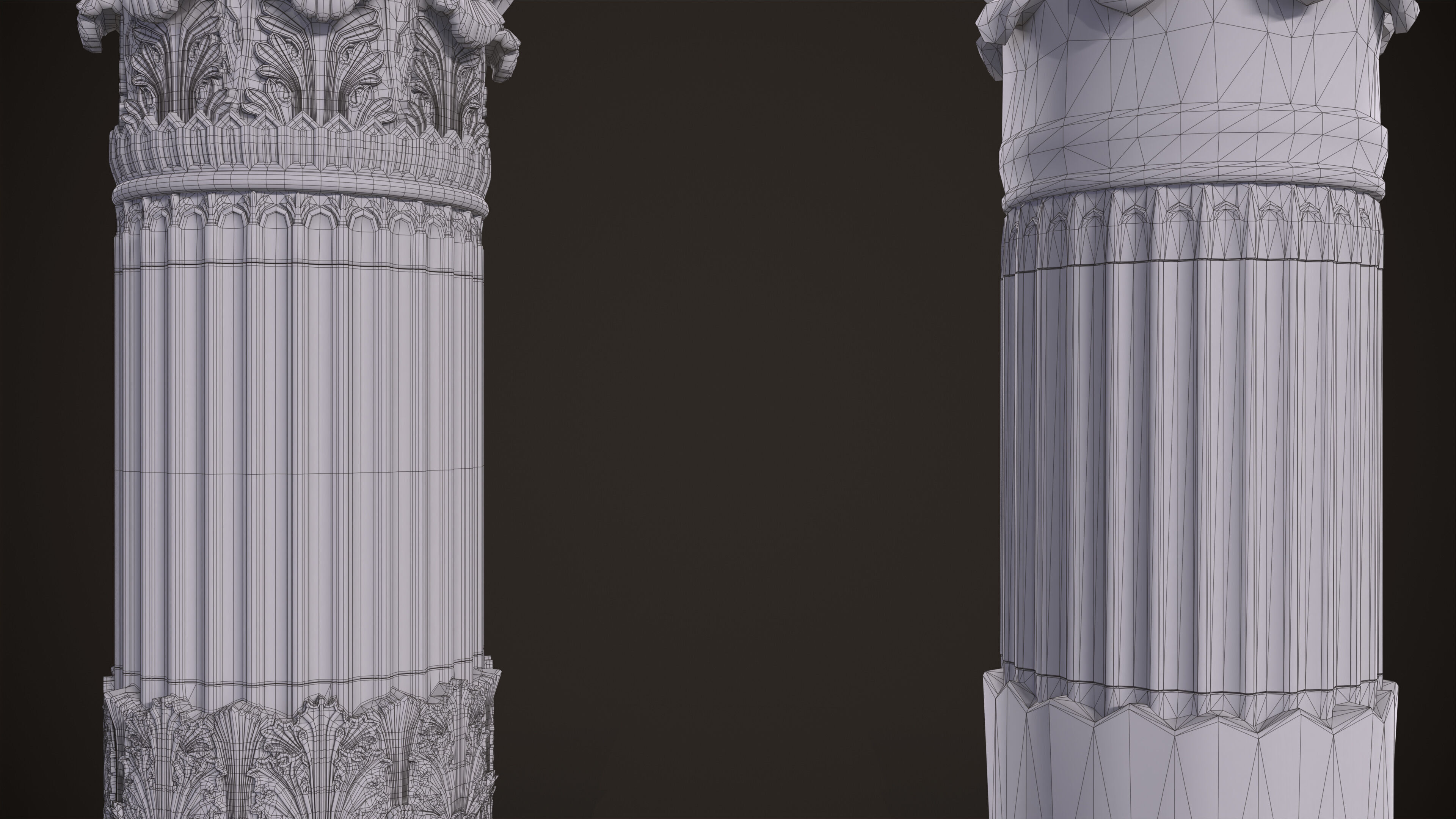 Corinthian Order Hight Low Poly Low-poly 3D model_8