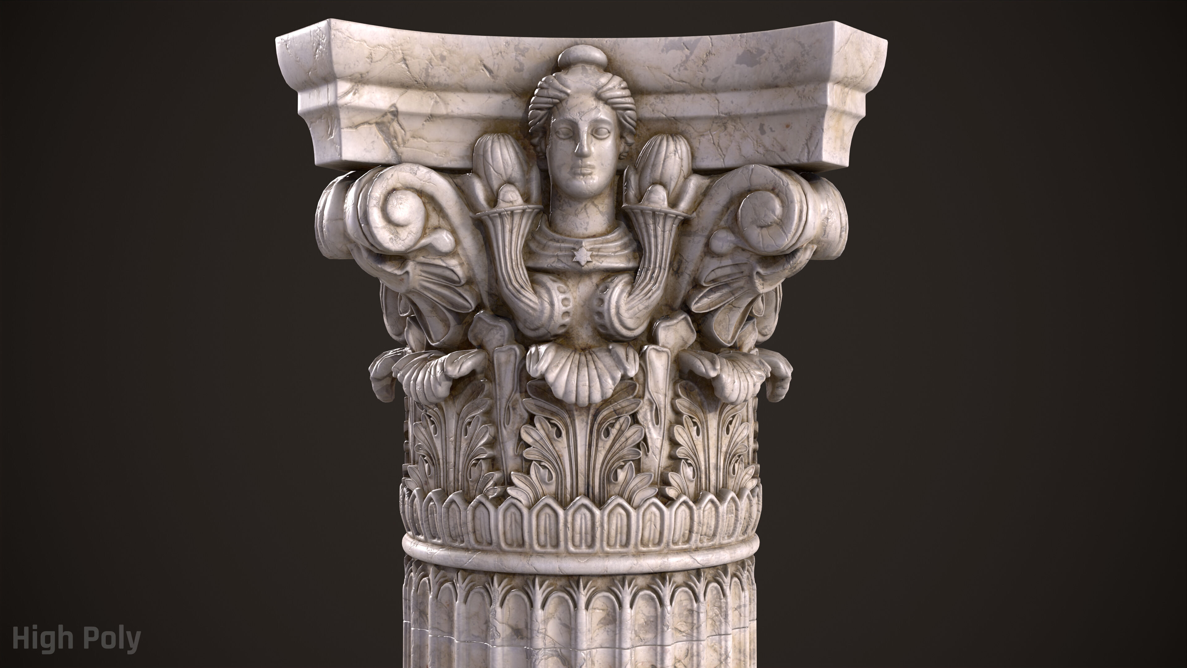 Corinthian Order Hight Low Poly Low-poly 3D model_10
