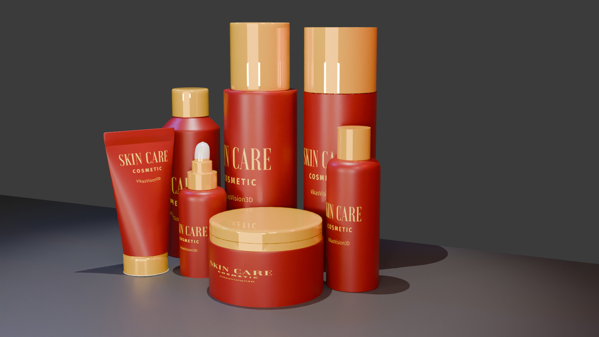 3D Cosmetic Product Mockup Realistic Bottle and Tube Set Low-poly 3D model_7