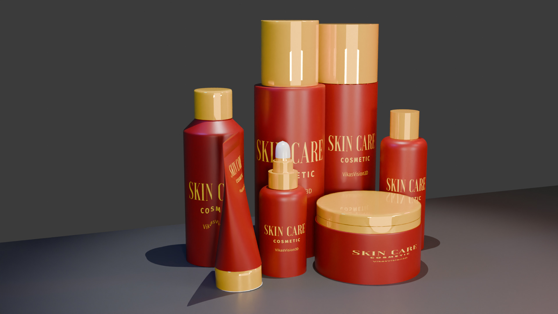 3D Cosmetic Product Mockup Realistic Bottle and Tube Set Low-poly 3D model_5