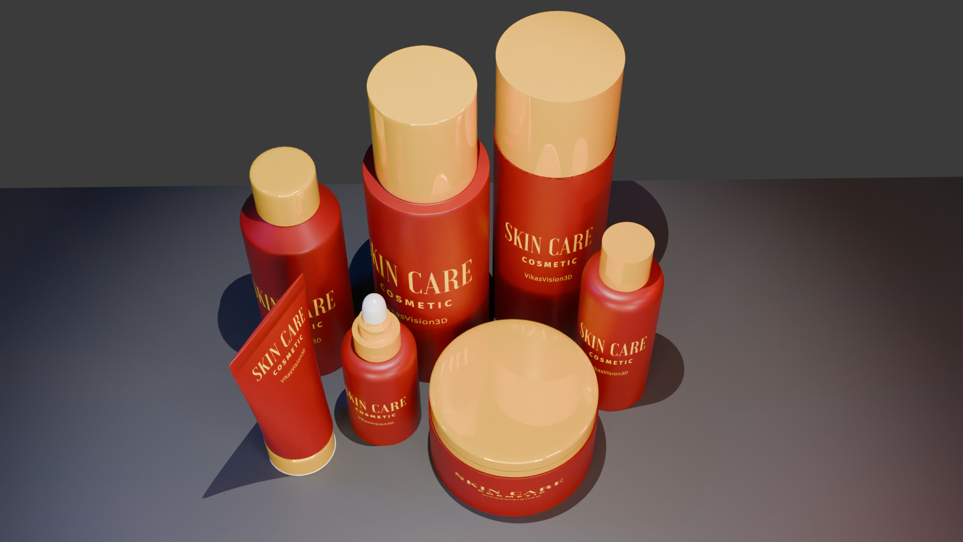3D Cosmetic Product Mockup Realistic Bottle and Tube Set Low-poly 3D model_6