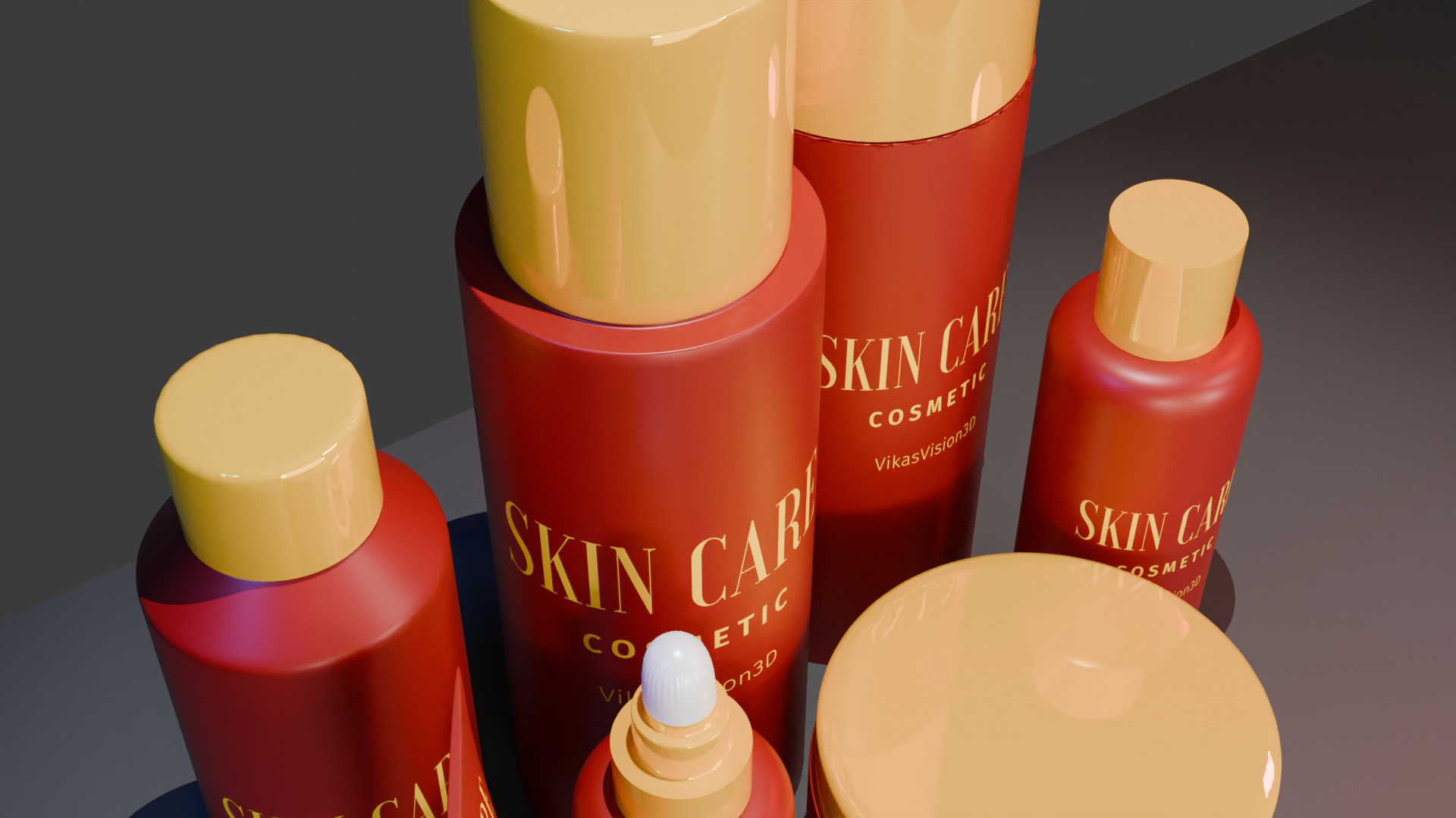 3D Cosmetic Product Mockup Realistic Bottle and Tube Set Low-poly 3D model_8