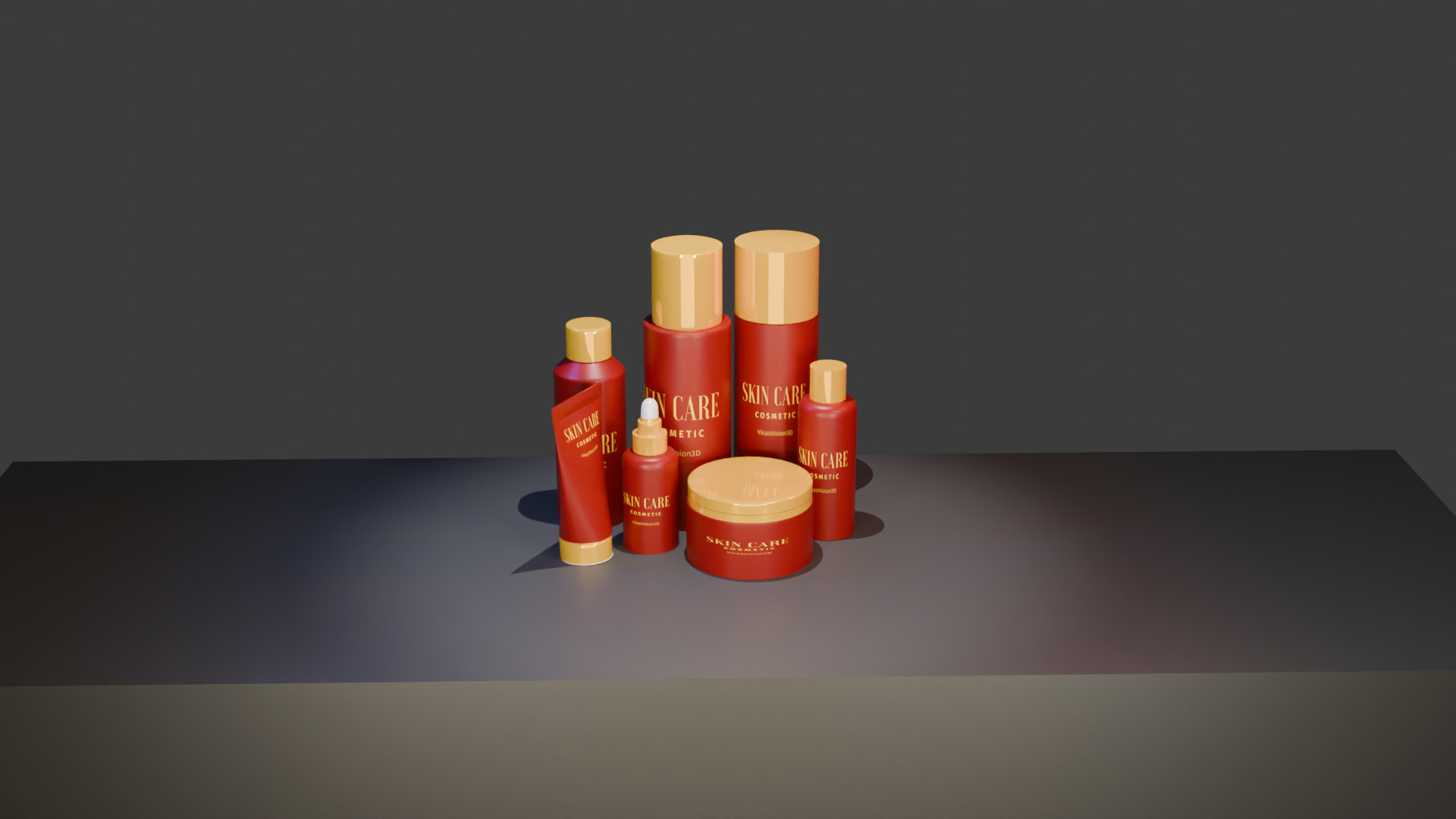 3D Cosmetic Product Mockup Realistic Bottle and Tube Set Low-poly 3D model_4