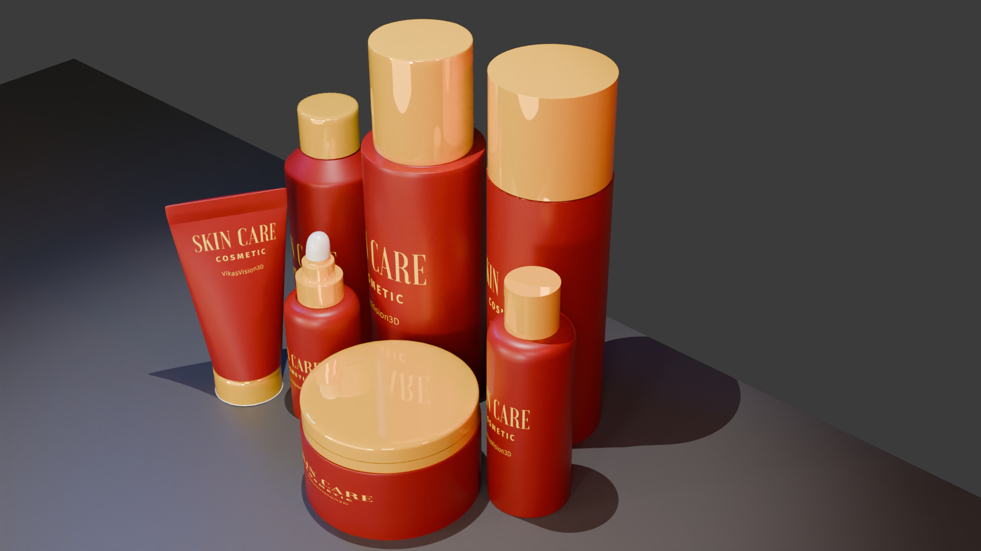 3D Cosmetic Product Mockup Realistic Bottle and Tube Set Low-poly 3D model_1
