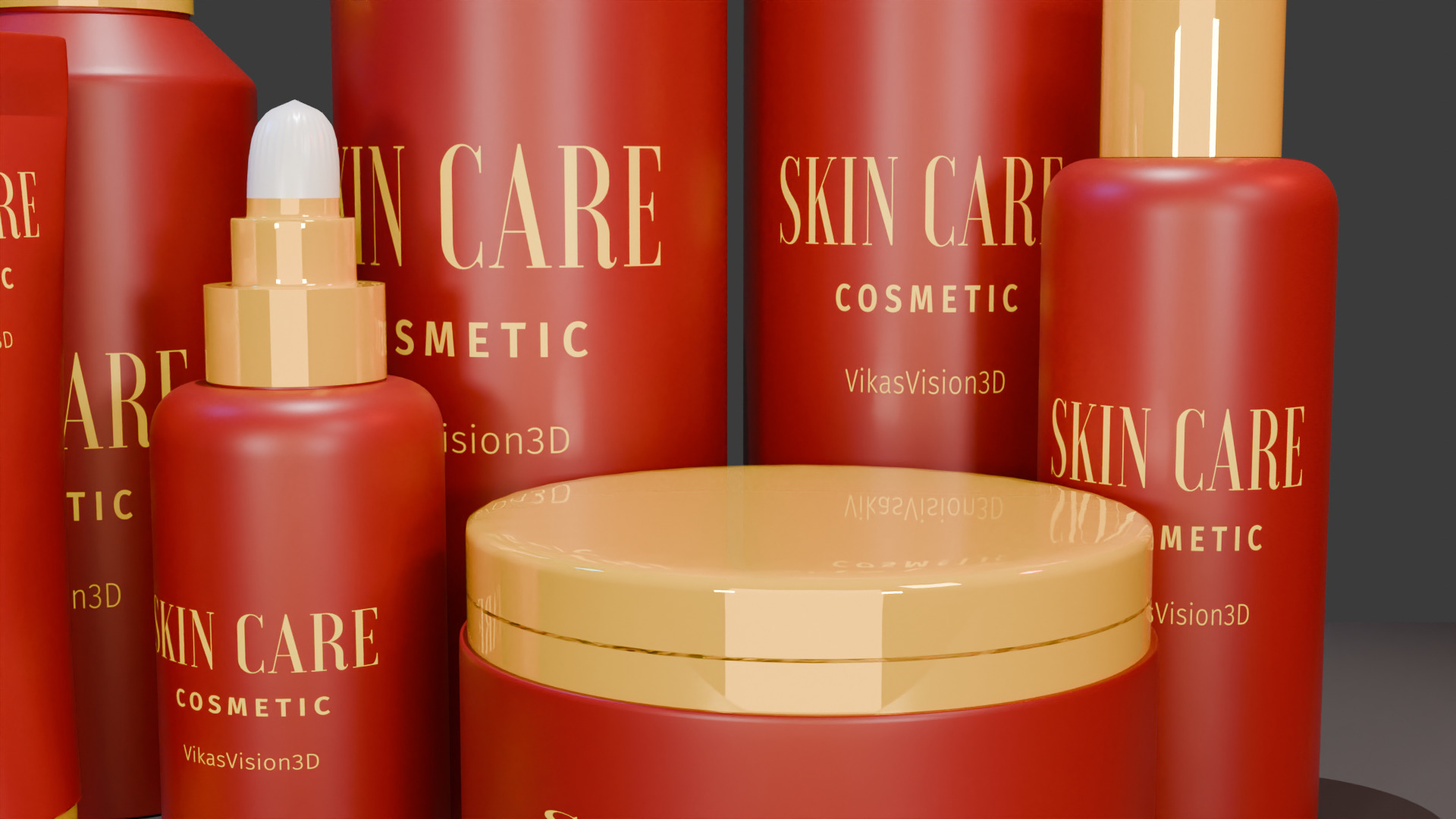 3D Cosmetic Product Mockup Realistic Bottle and Tube Set Low-poly 3D model_2