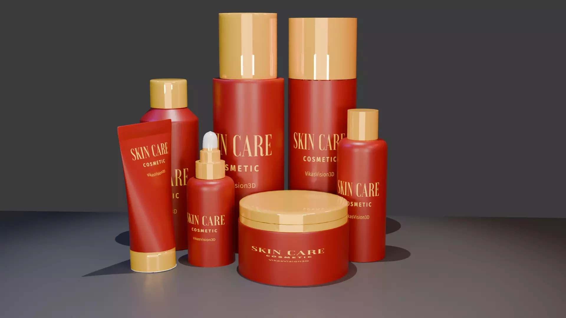 3D Cosmetic Product Mockup Realistic Bottle and Tube Set Low-poly 3D model_0