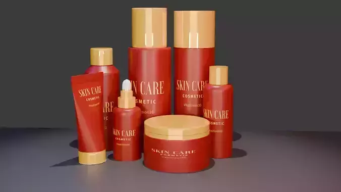 3D Cosmetic Product Mockup Realistic Bottle and Tube Set